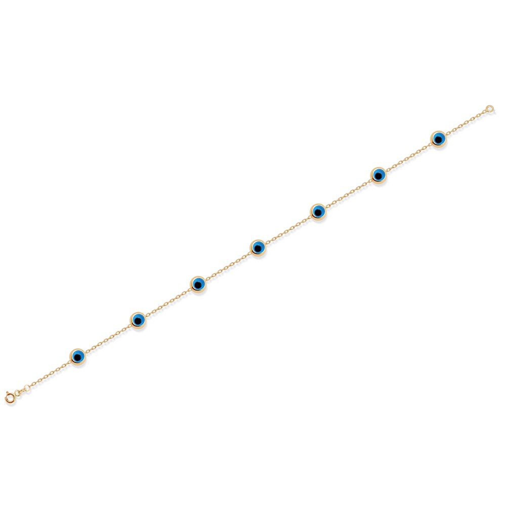 14 Ayar Sarı Altın Nazar Boncuklu Bileklik