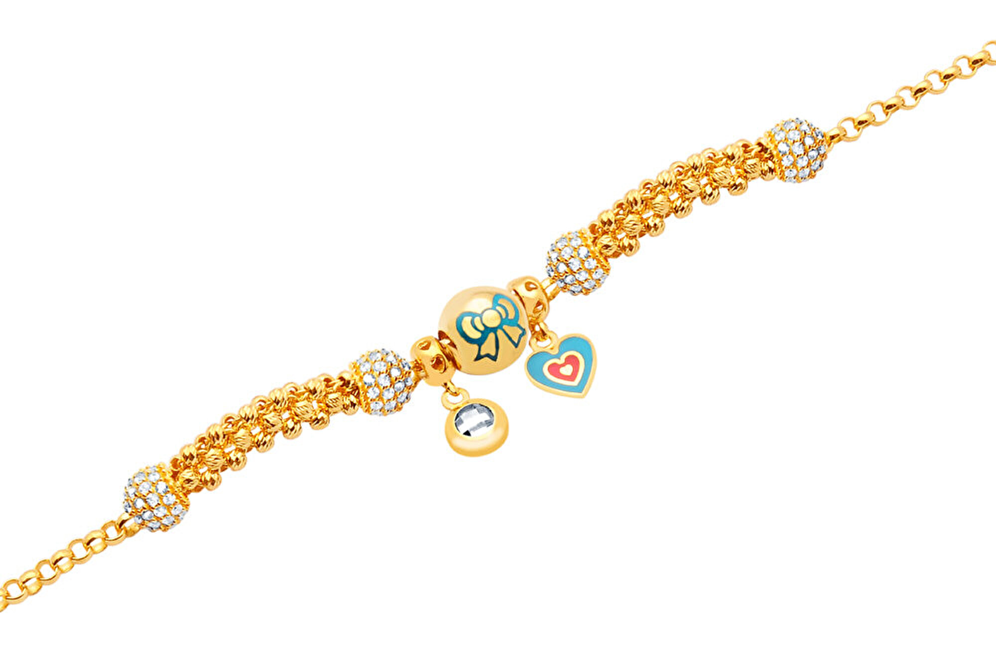 22 Ayar Sarı Altın Charm Bileklik