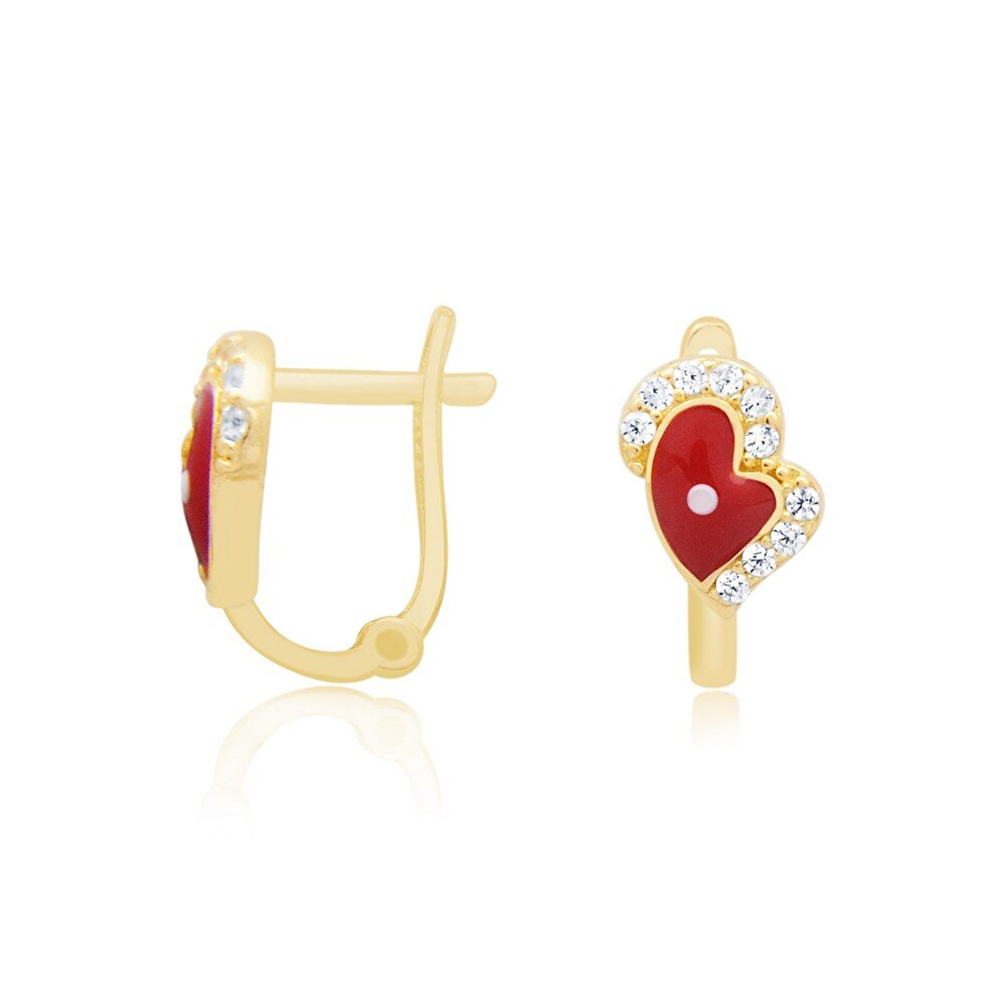 14 Ayar Sarı Altın Kalp Figürlü Küpe