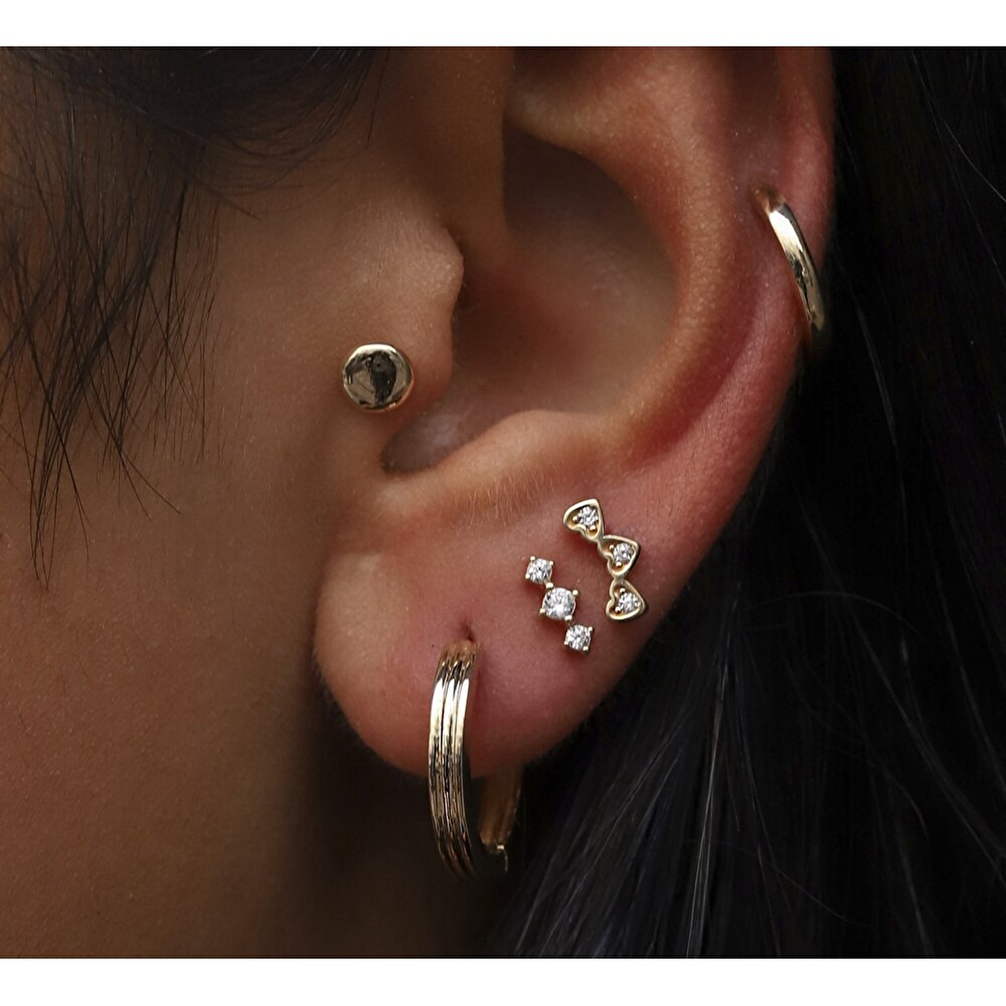 14 Ayar Sarı Altın Kalp Tragus Piercing