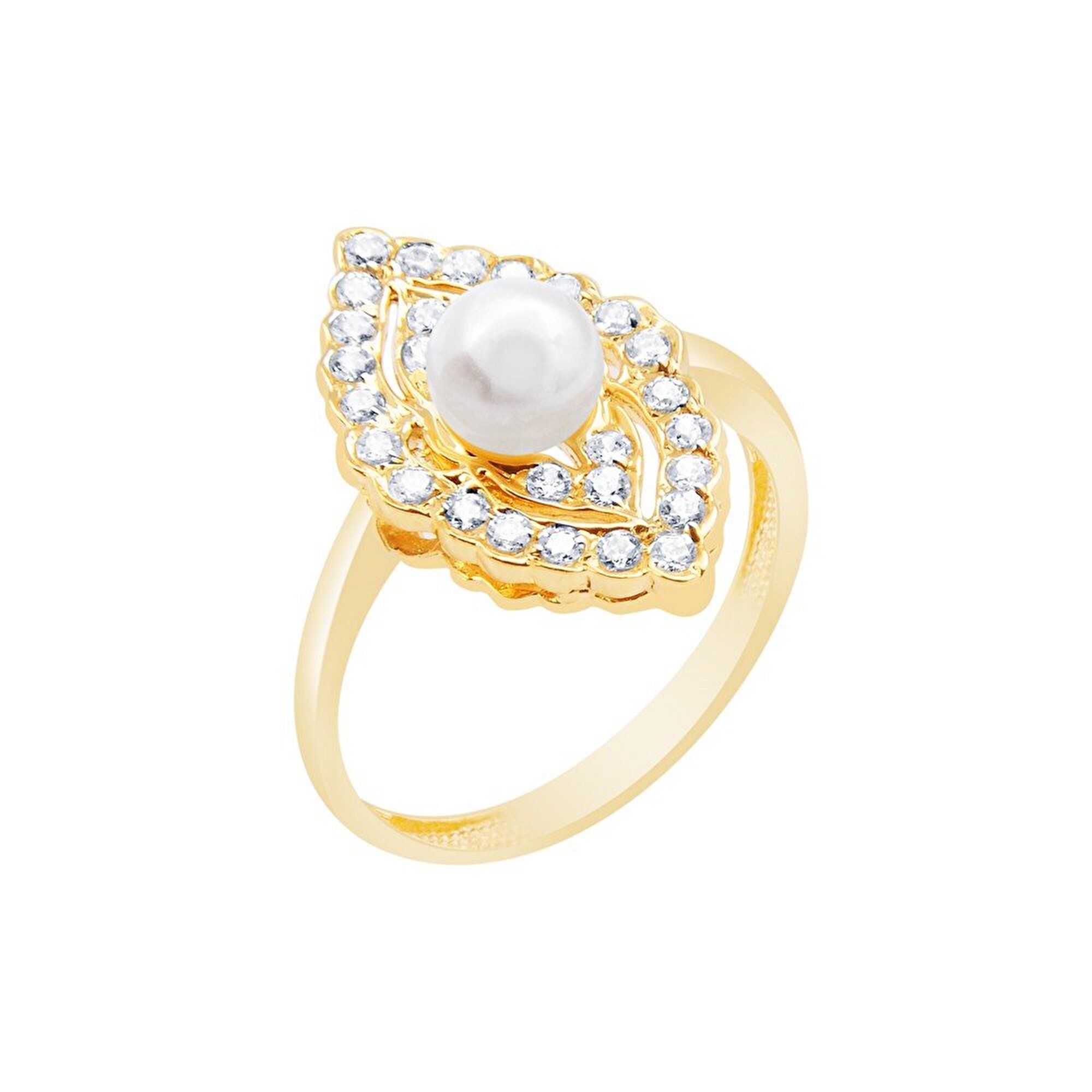 14 Ayar Sarı Altın İnci Yüzük