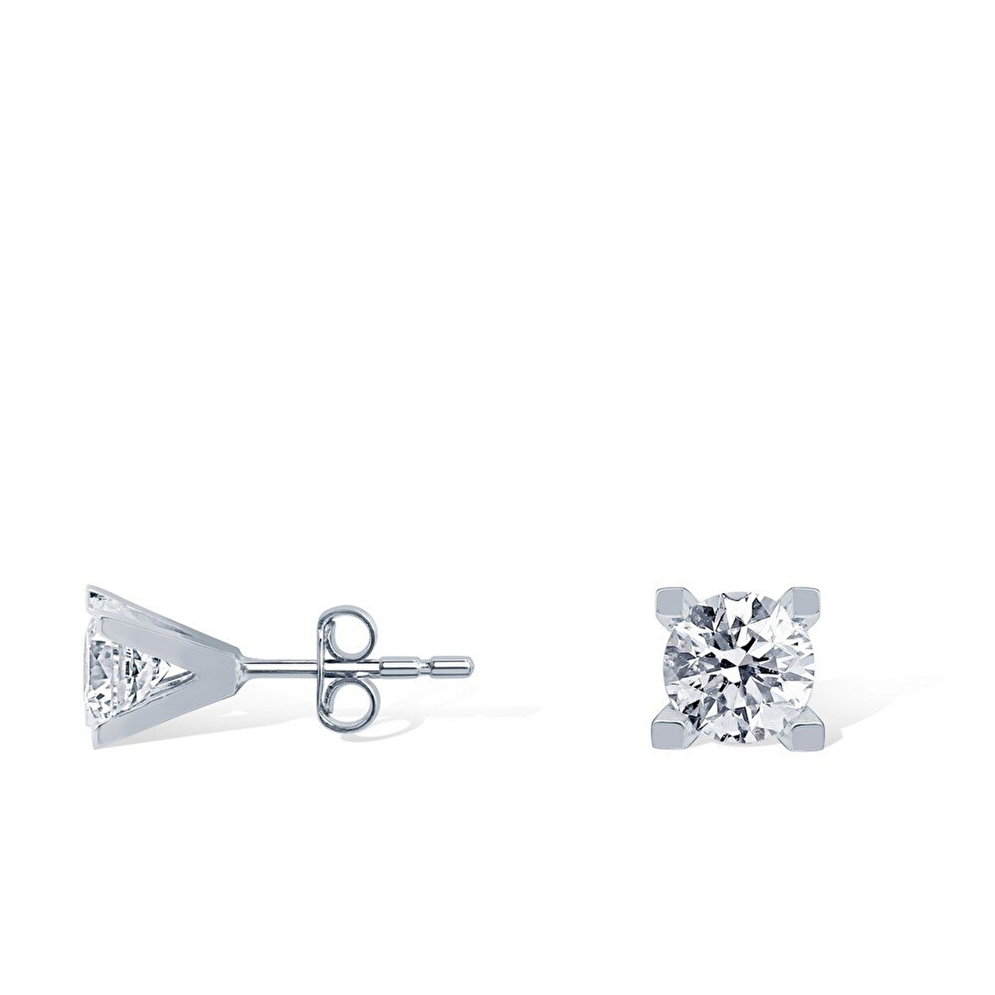 8 Ayar Beyaz Altın Tektaş Küpe