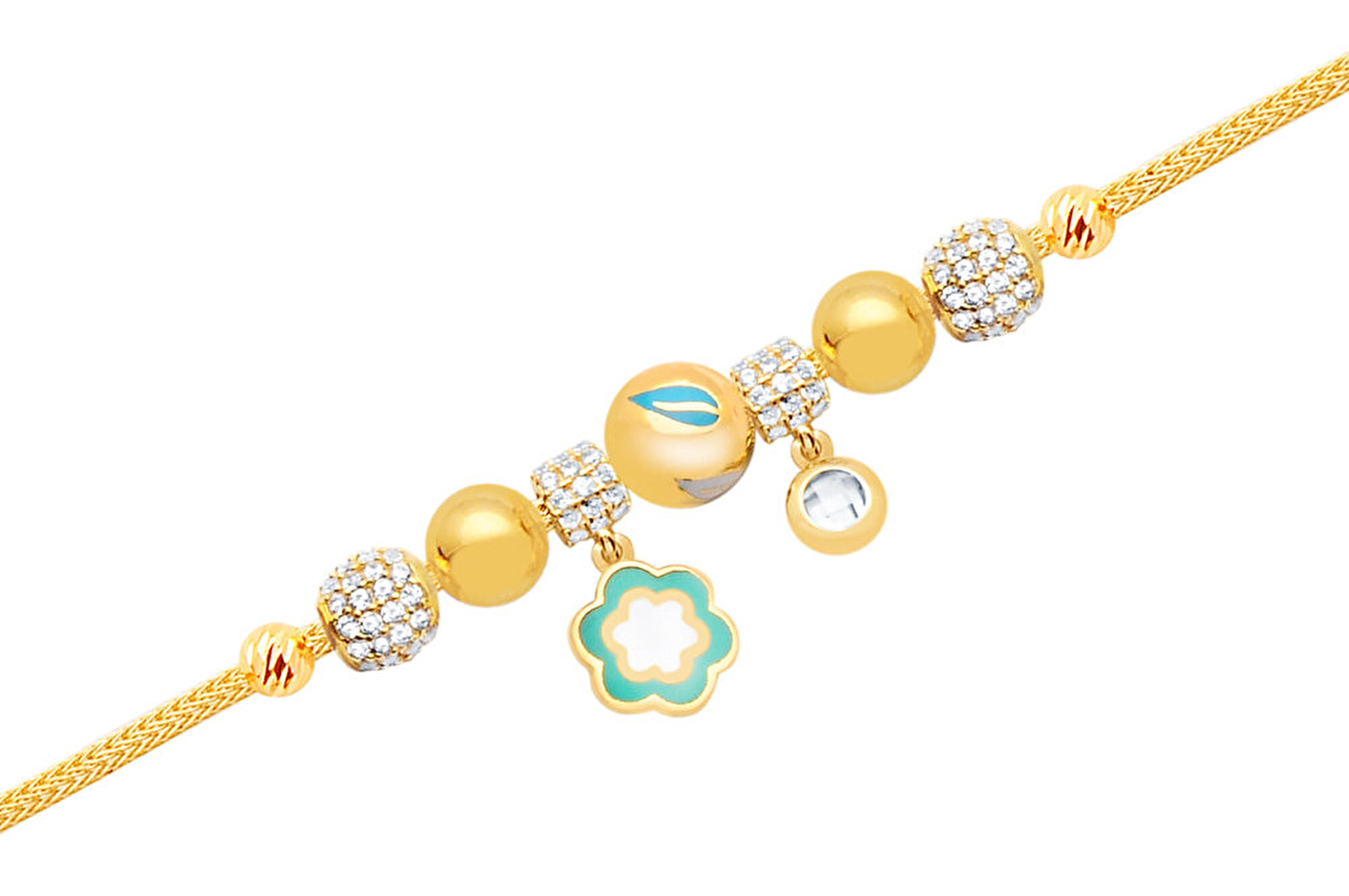 22 Ayar Sarı Altın Charm Bileklik