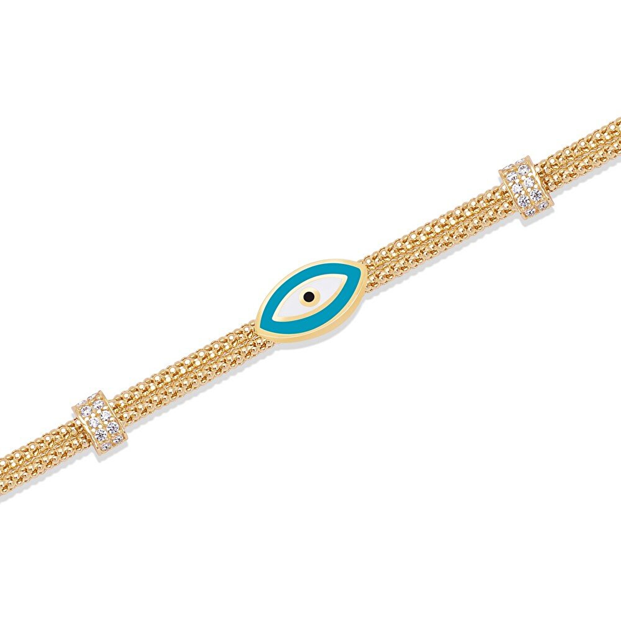 14 Ayar Sarı Altın Nazar Boncuklu Bileklik