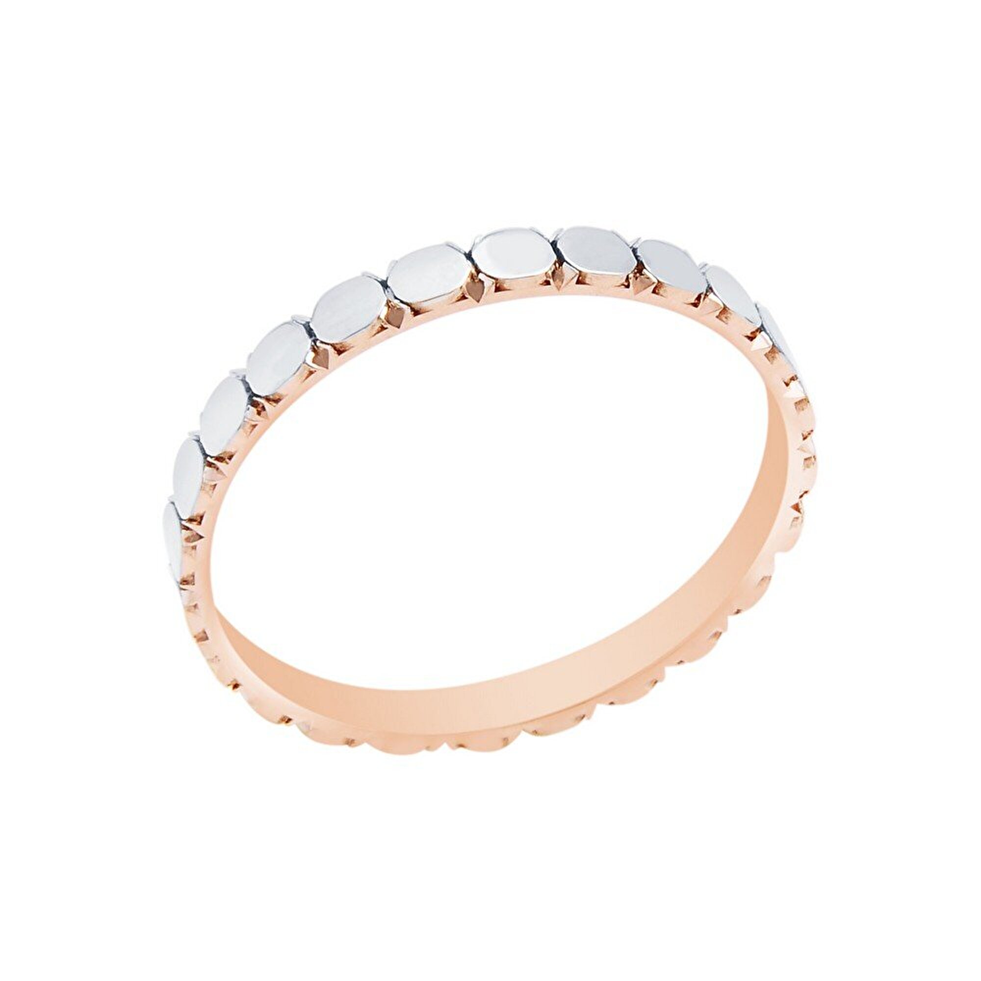 14 Ayar Beyaz-Rose Altın Modern Alyans