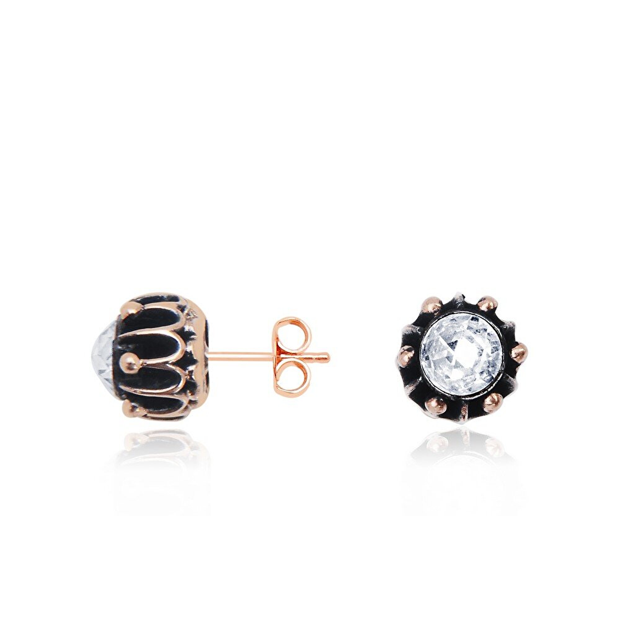 8 Ayar Rose Altın Elmas Görünümlü Küpe