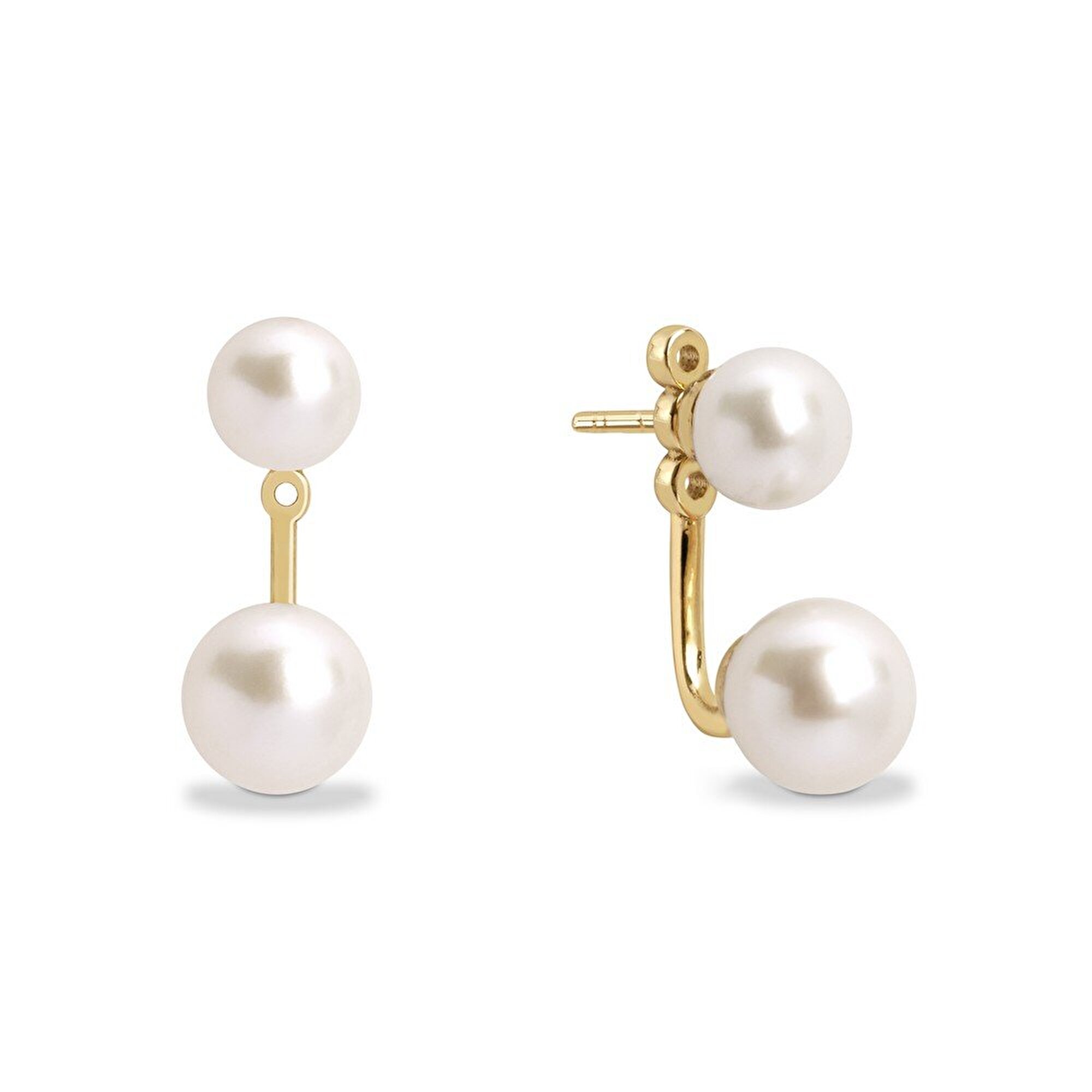 14 Ayar Sarı Altın İnci Küpe