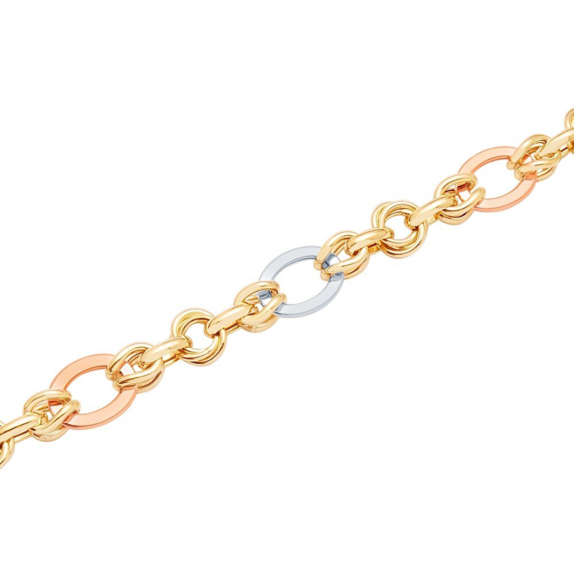 14 Ayar 3 Renkli Altın Zincir Bileklik