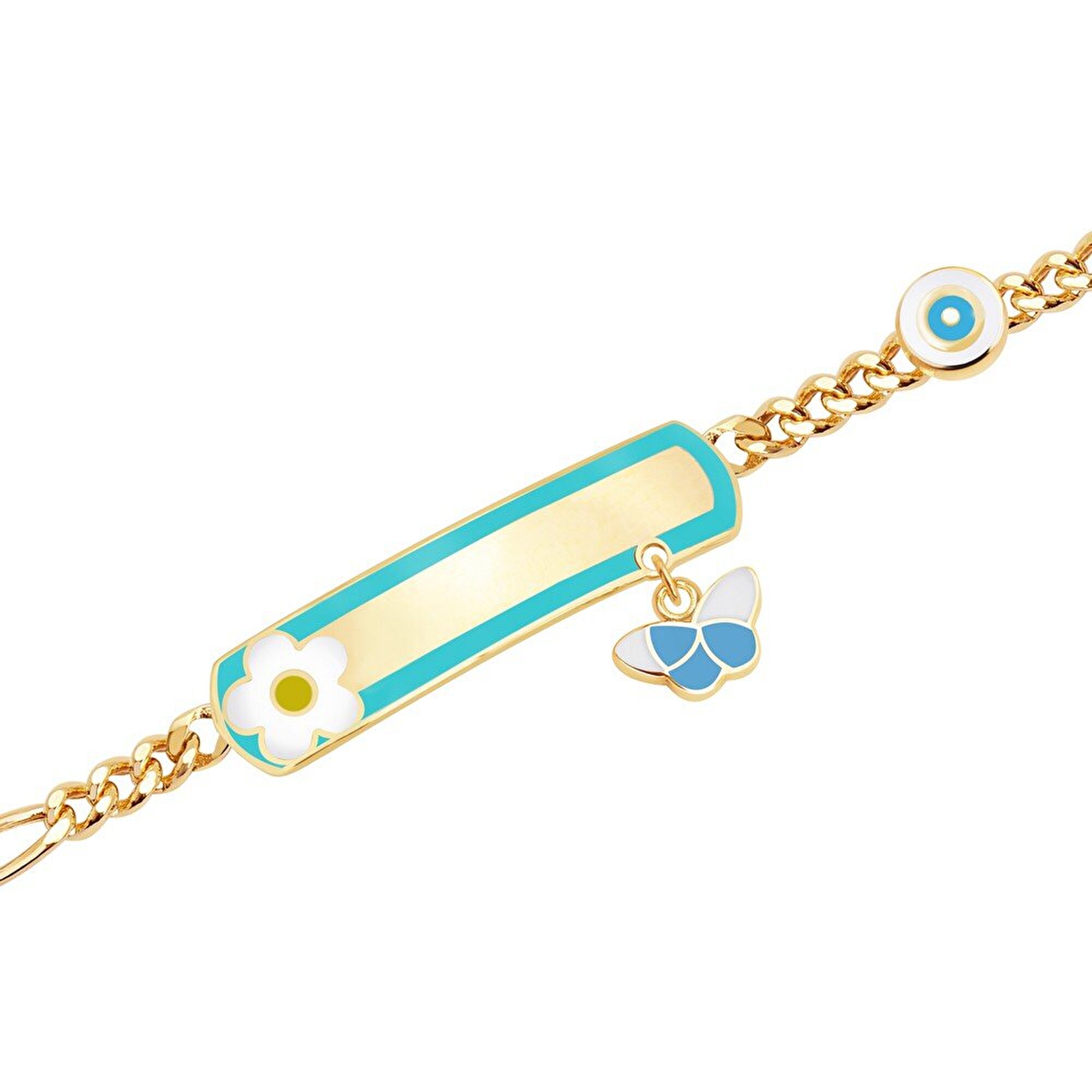 14 Ayar Sarı Altın Künye Bileklik