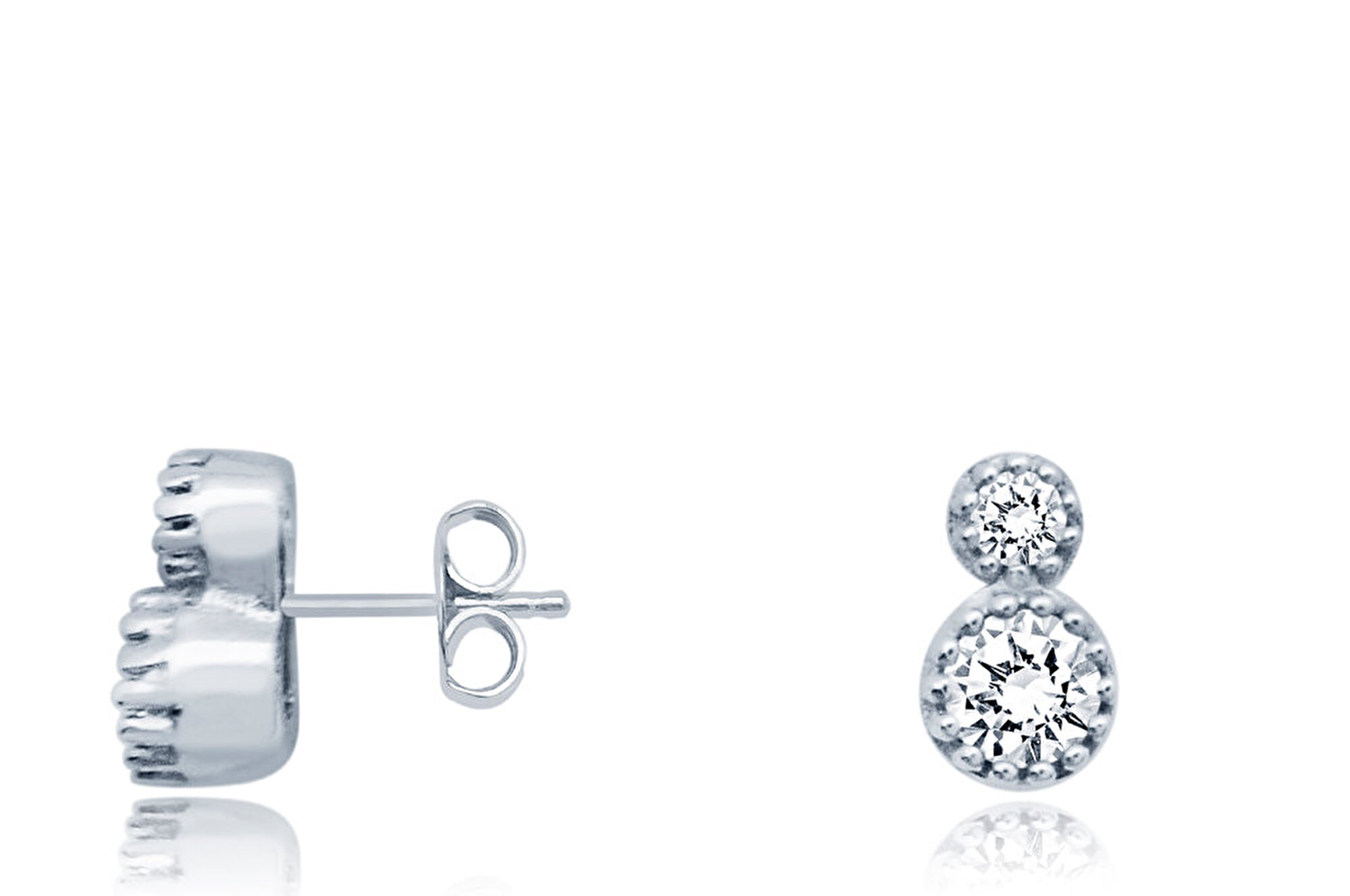 14 Ayar Beyaz Altın Tektaş Küpe