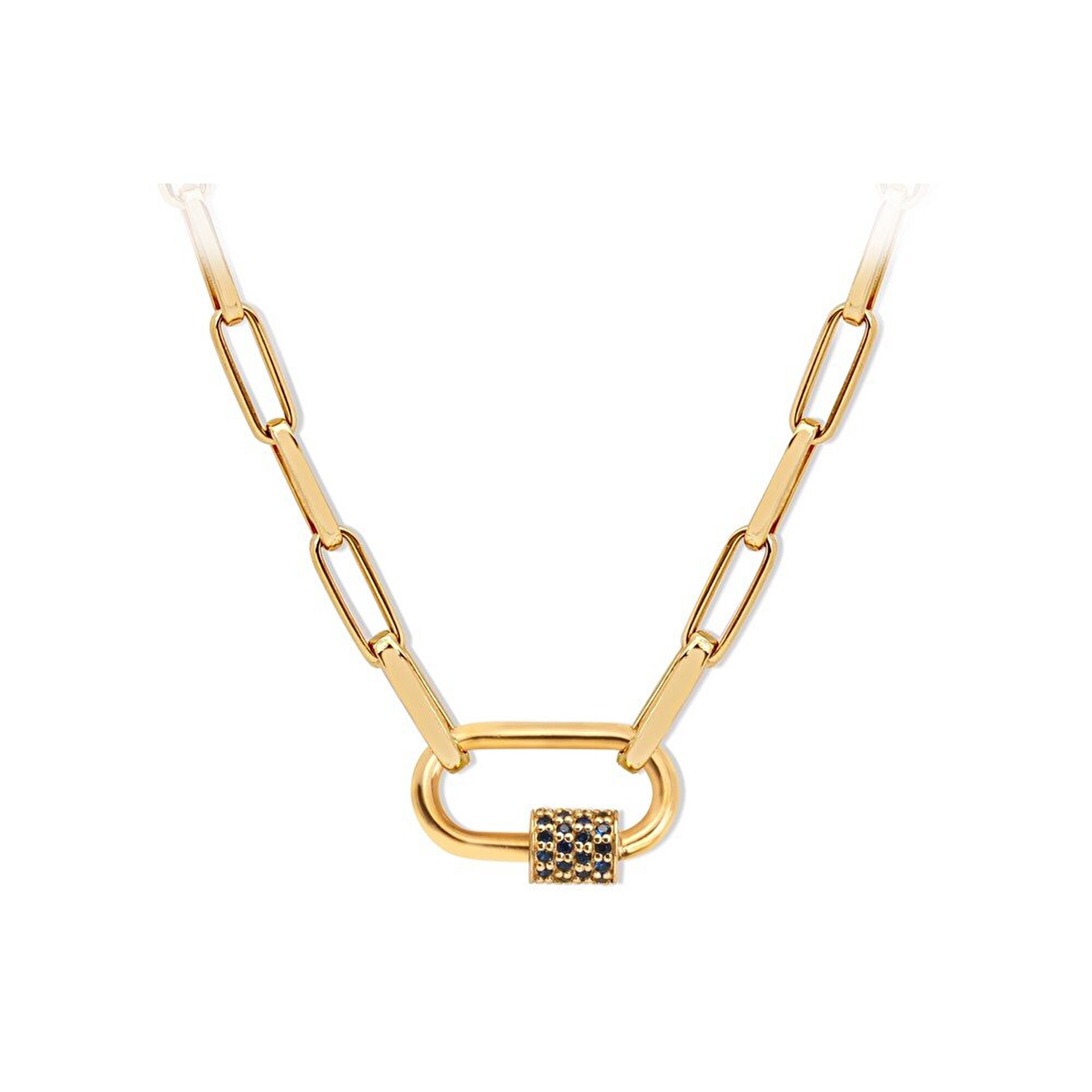 14 Ayar Sarı Altın Siyah Taşlı Ataç Zincir Kolye