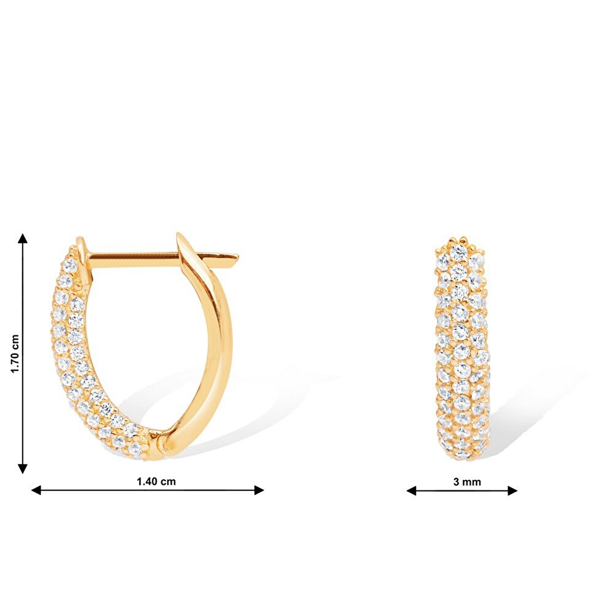 14 Ayar Sarı Altın Taşlı Halka Küpe