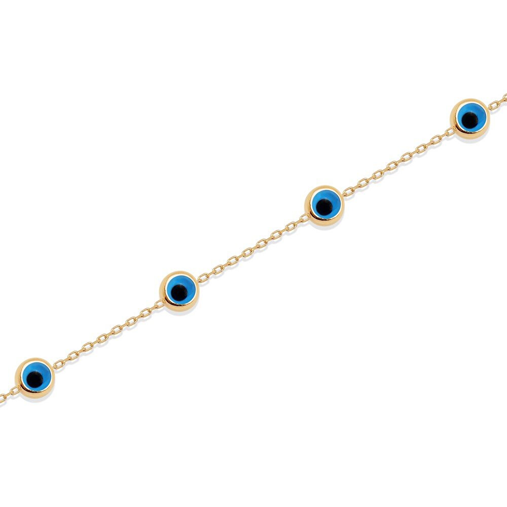 14 Ayar Sarı Altın Nazar Boncuklu Bileklik