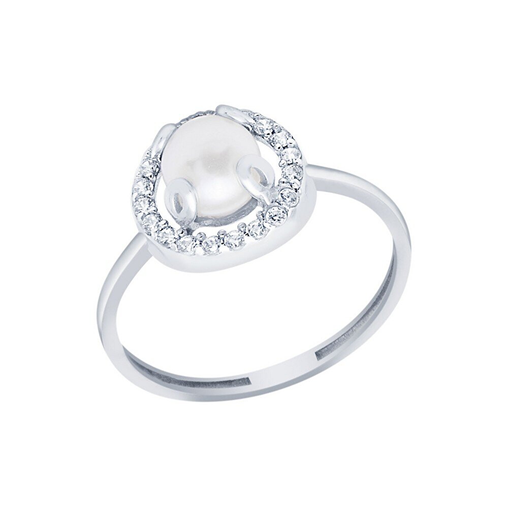 14 Ayar Beyaz Altın İnci Yüzük