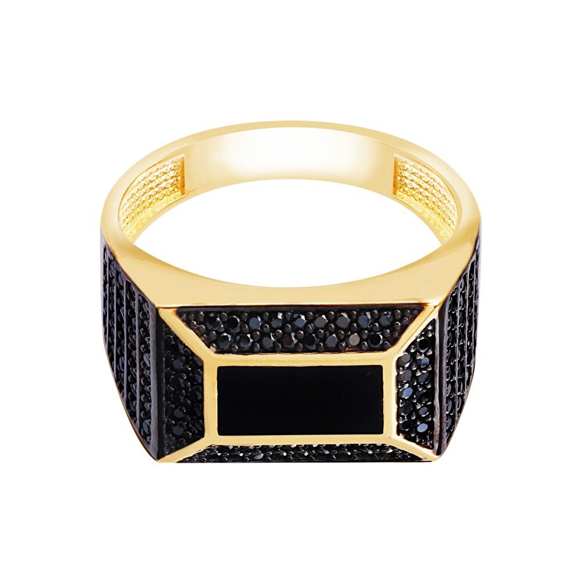 14 Ayar Sarı-Siyah Altın Erkek Yüzük