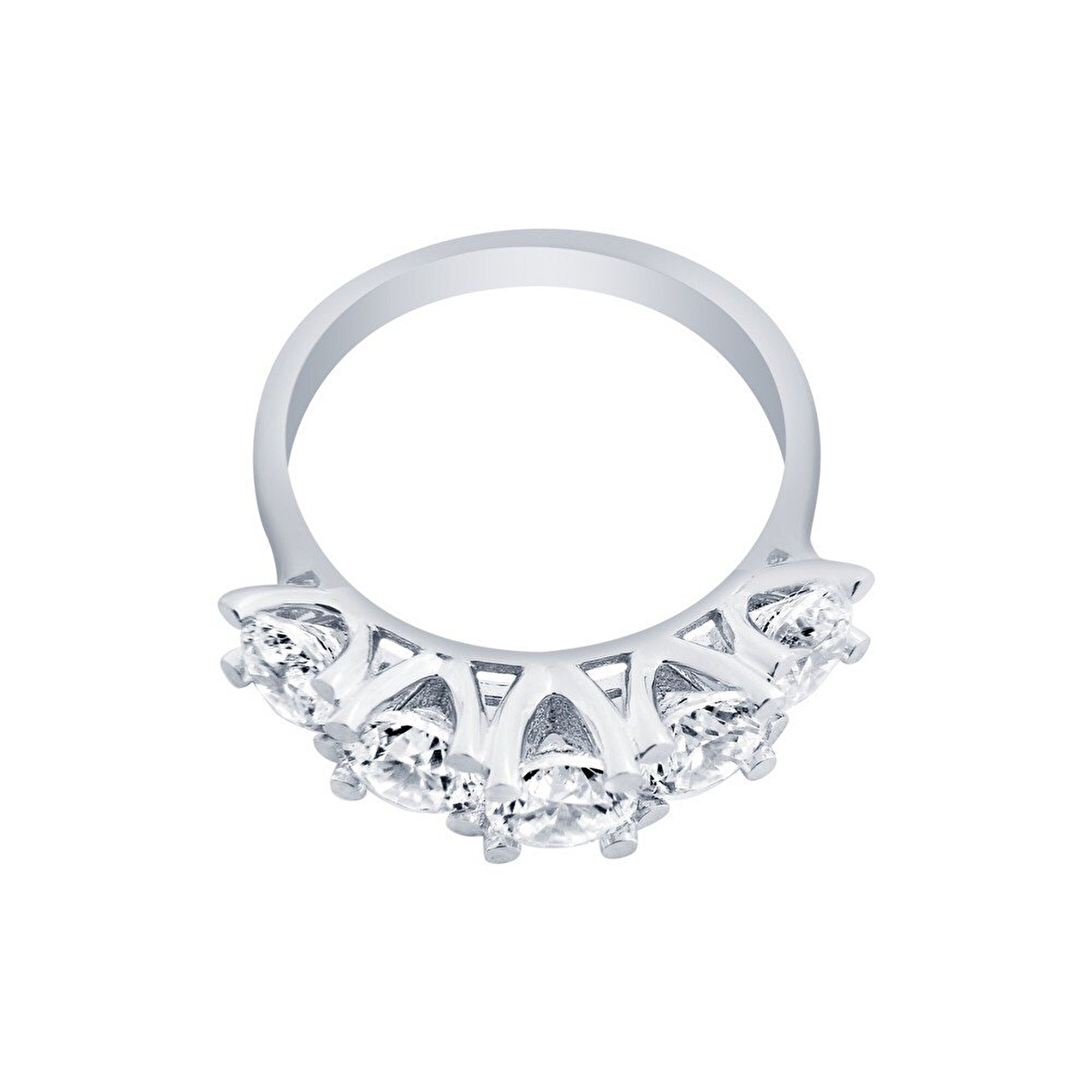 14 Ayar Beyaz Altın Beştaş Yüzük