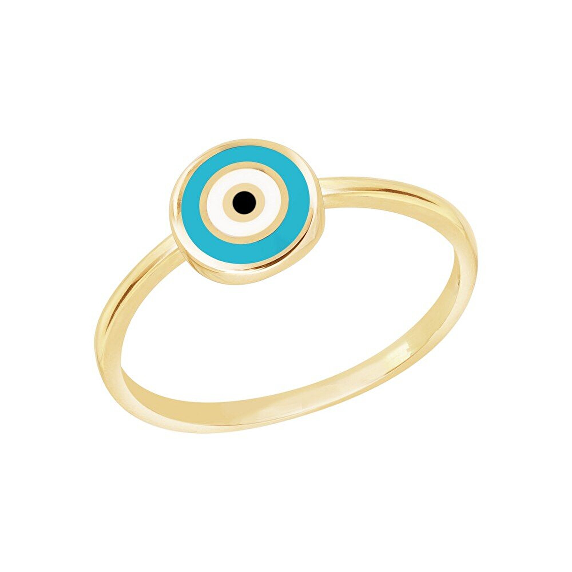 14 Ayar Sarı Altın Mavi Mineli Göz Yüzük