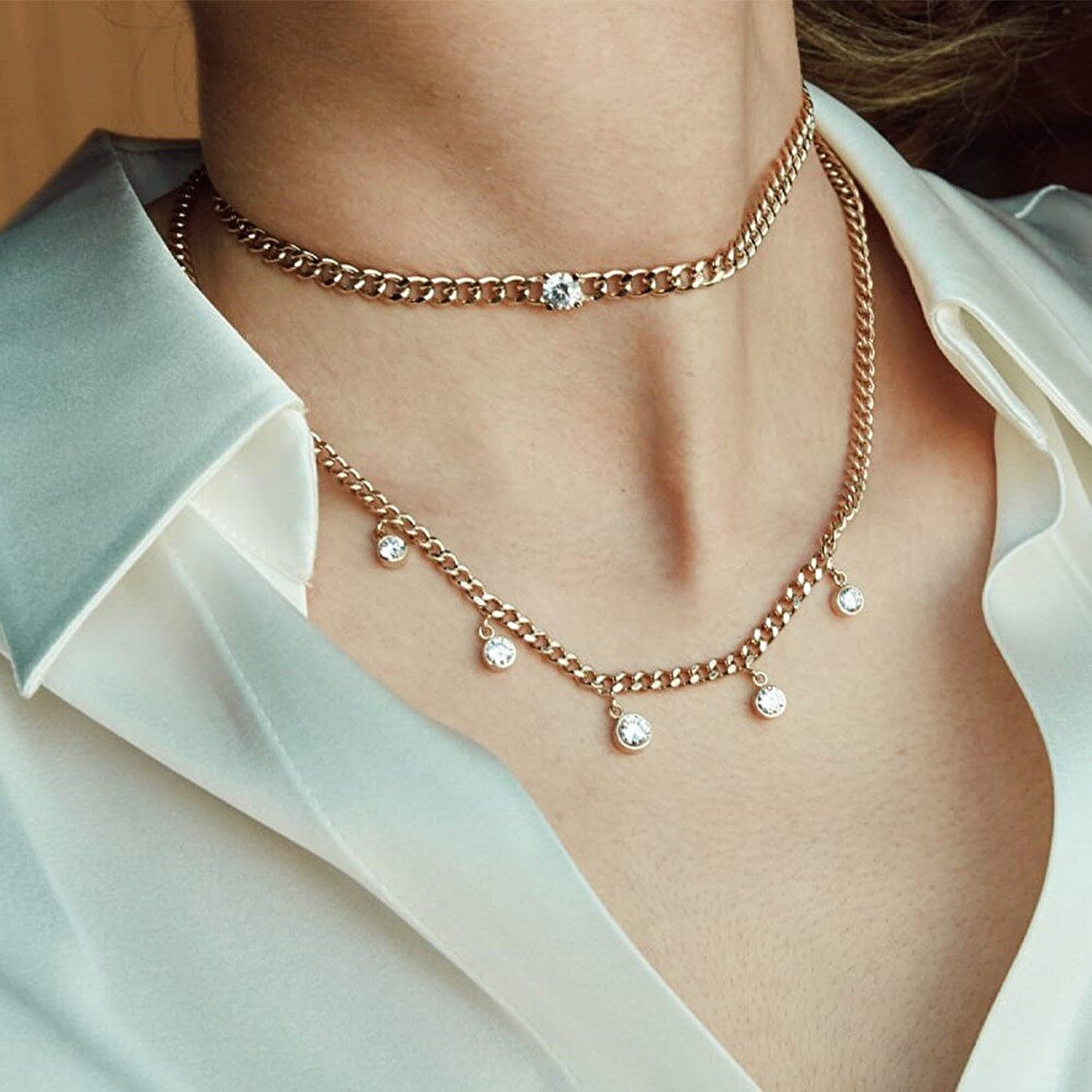 14 Ayar Sarı Altın Trend Choker Kolye