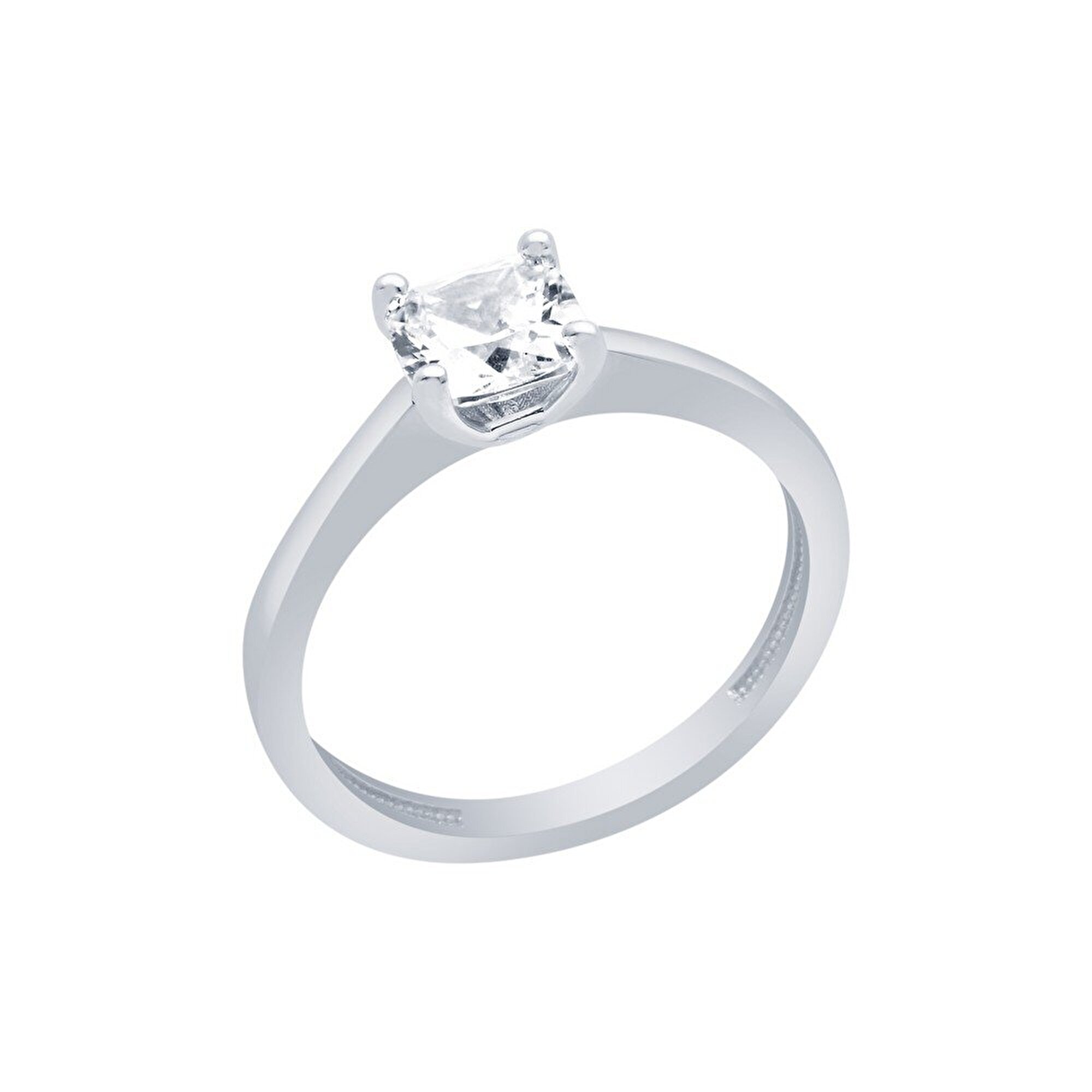 14 Ayar Beyaz Altın Tektaş Yüzük