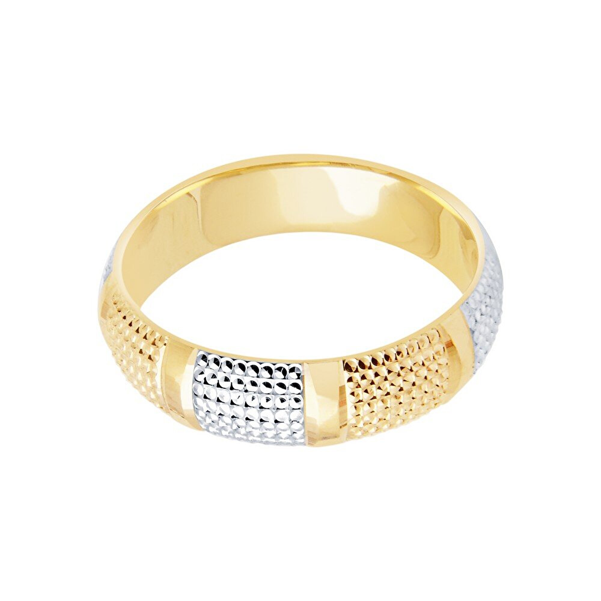 14 Ayar Sarı-Beyaz Altın Modern Alyans