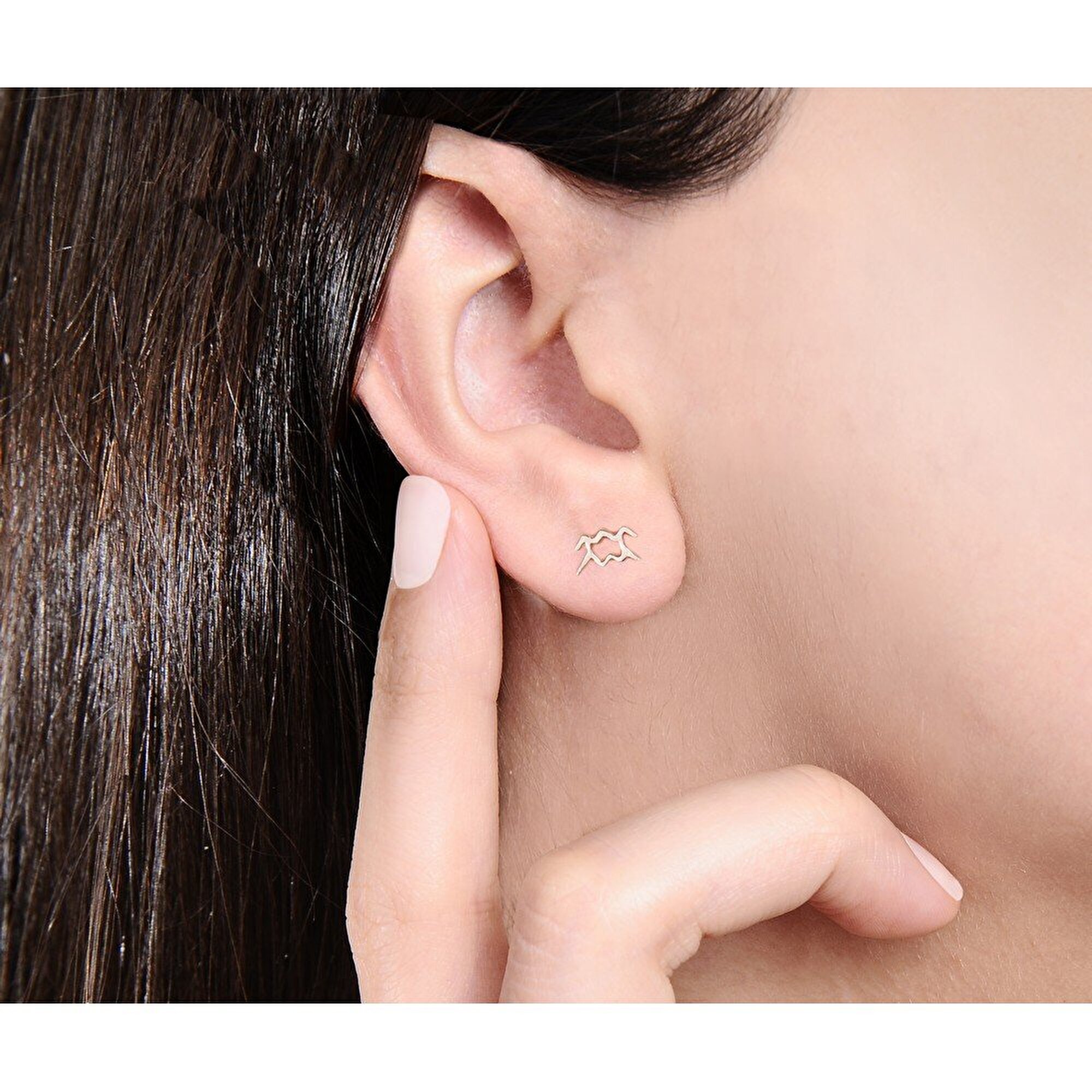 14 Ayar Sarı Altın Kova Burç Küpe