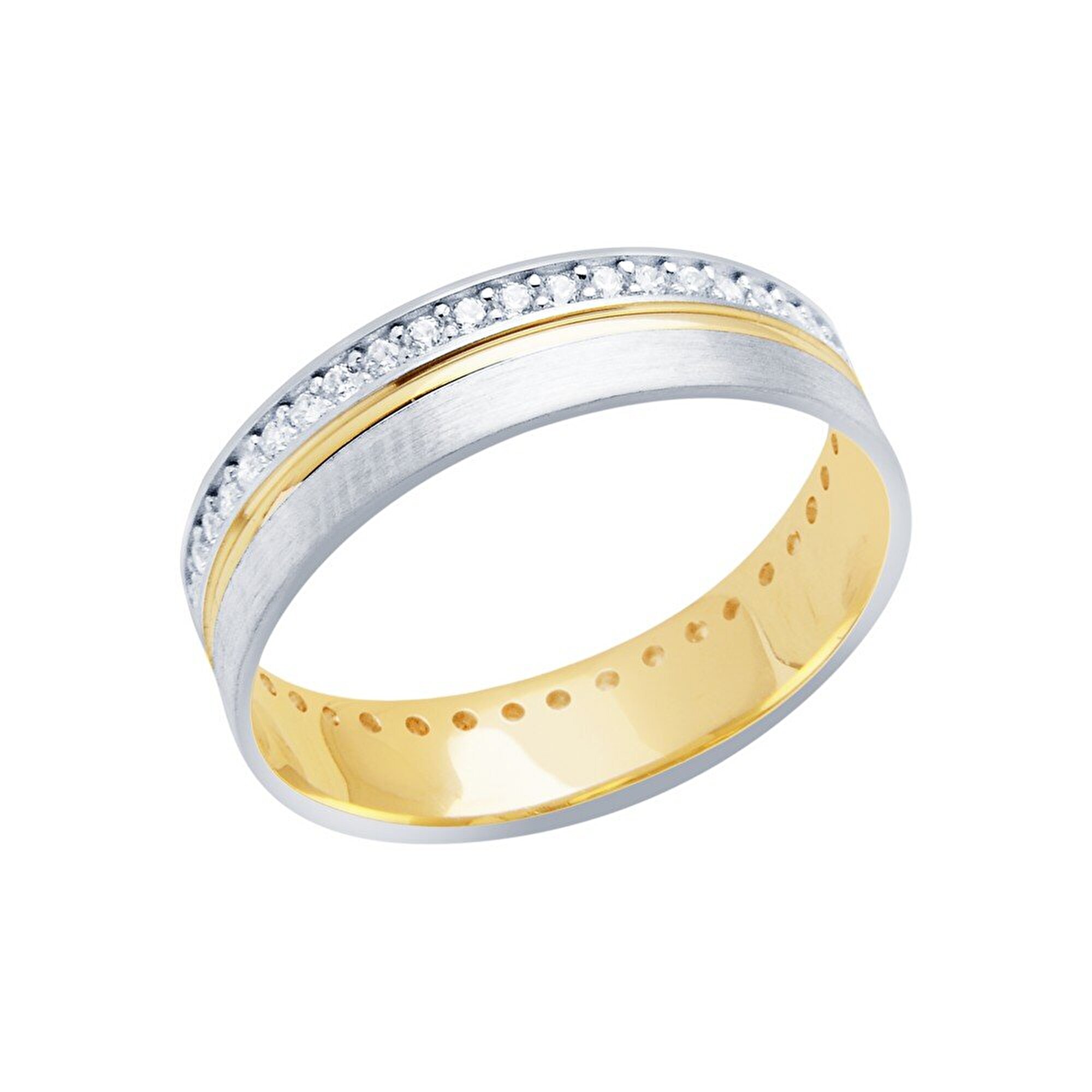 14 Ayar Sarı-Beyaz Altın Modern Alyans