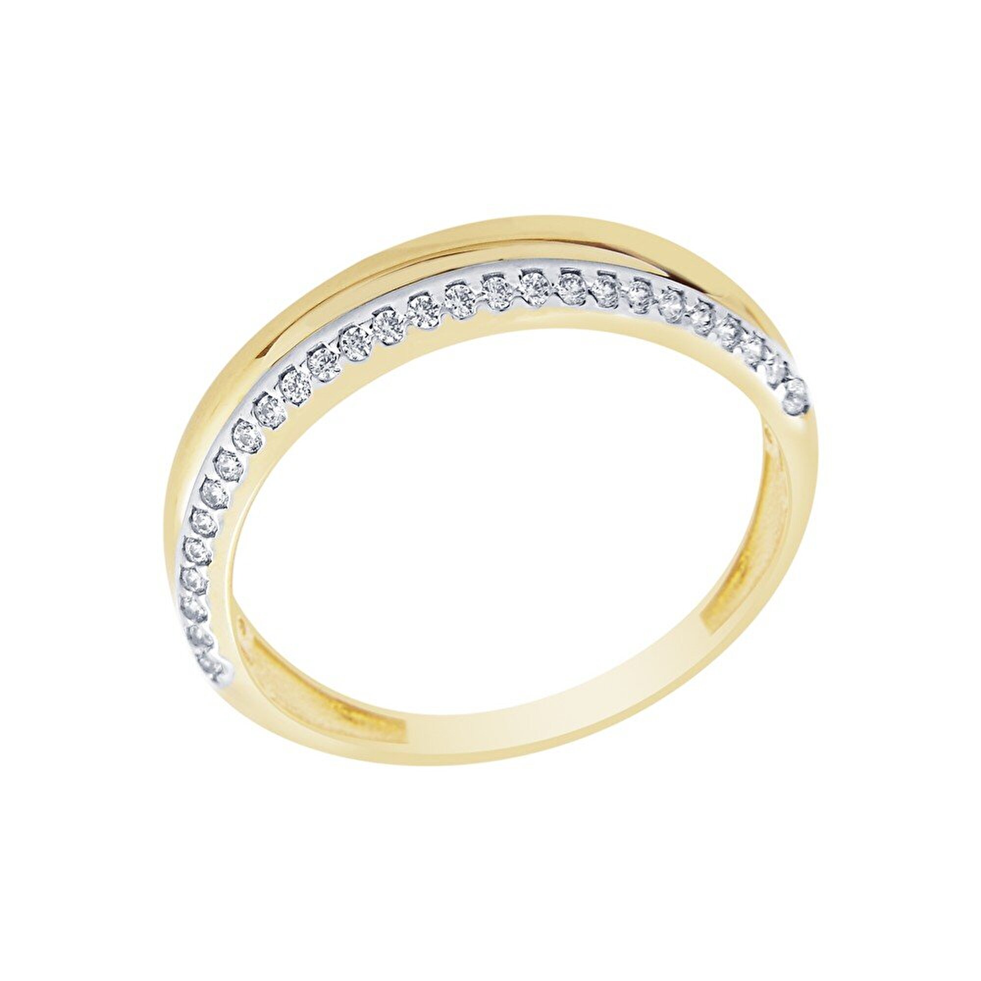 14 Ayar Sarı-Beyaz Altın Taşlı Yüzük