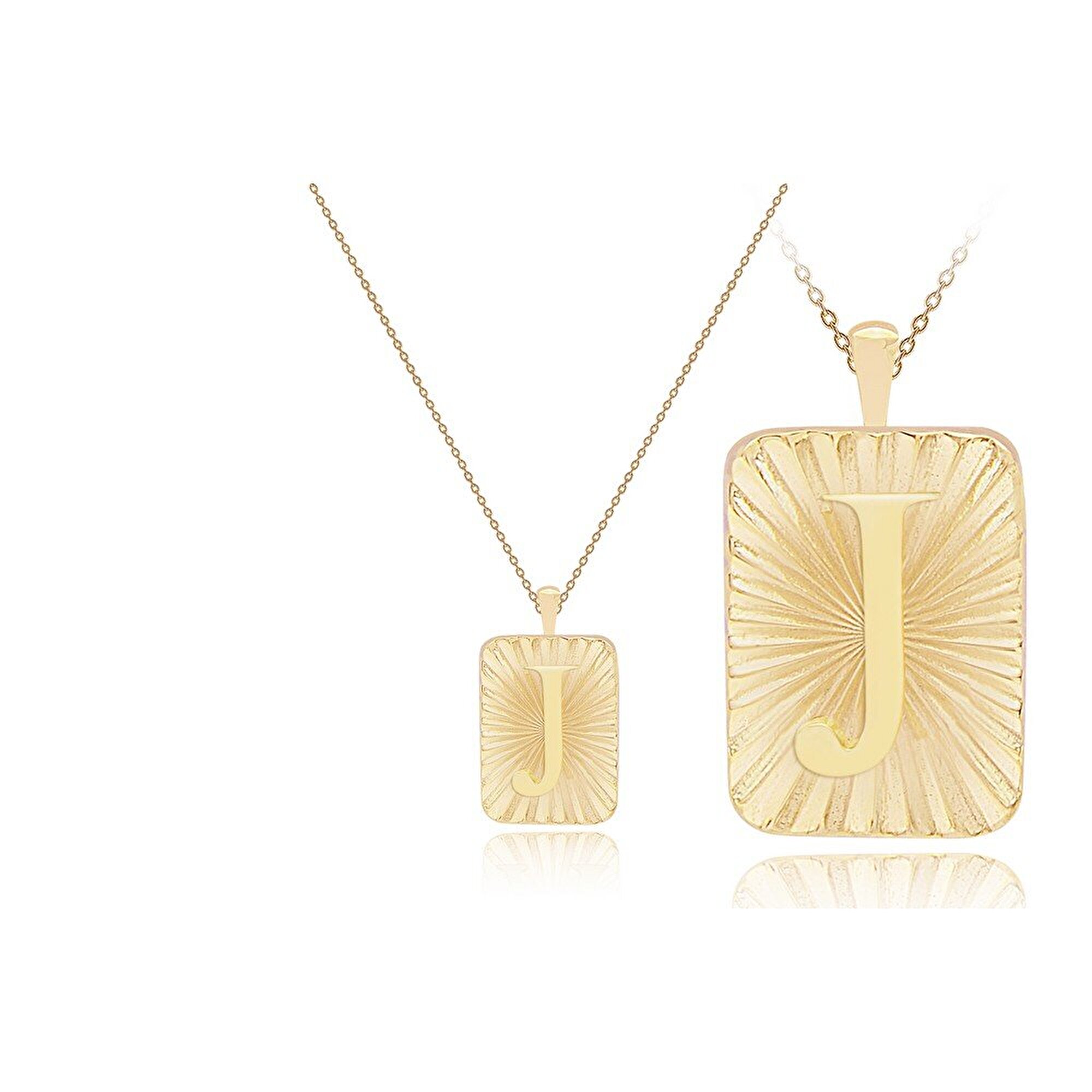 14 Ayar J Harf Plaka Kolye