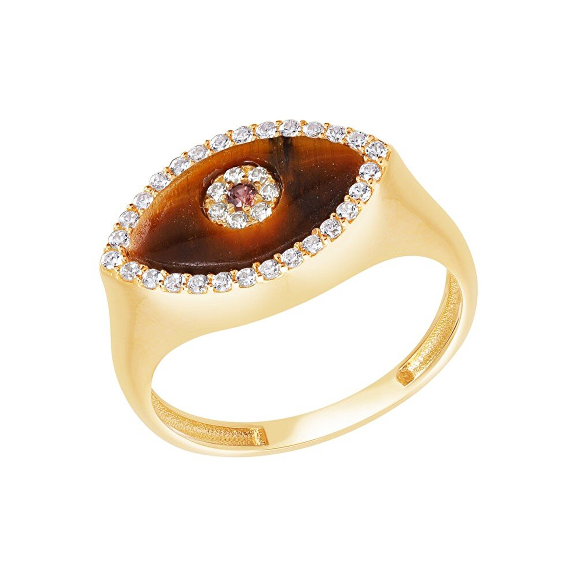 14 Ayar Sarı Altın Göz Figürlü Yüzük