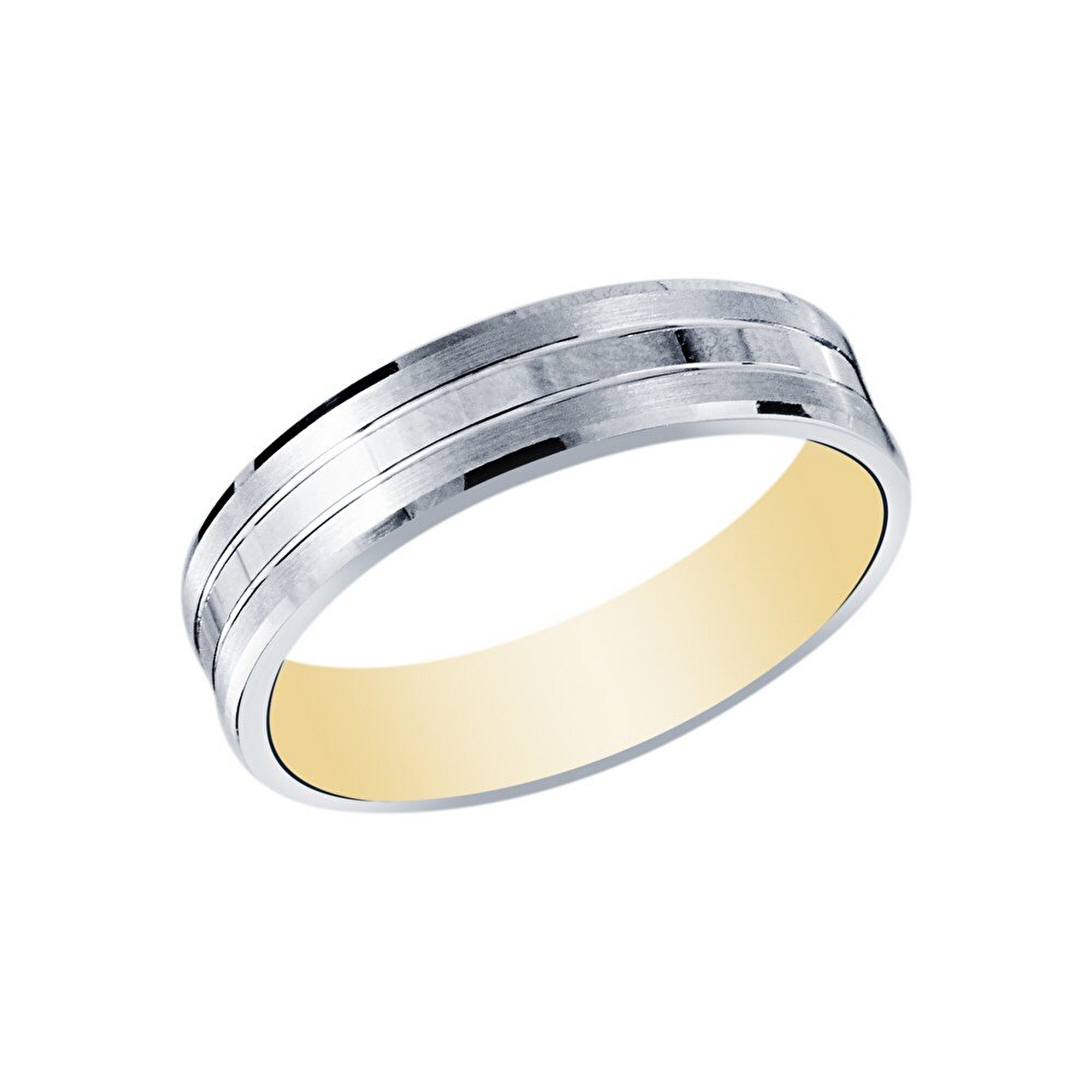 14 Ayar Beyaz Altın Modern Alyans