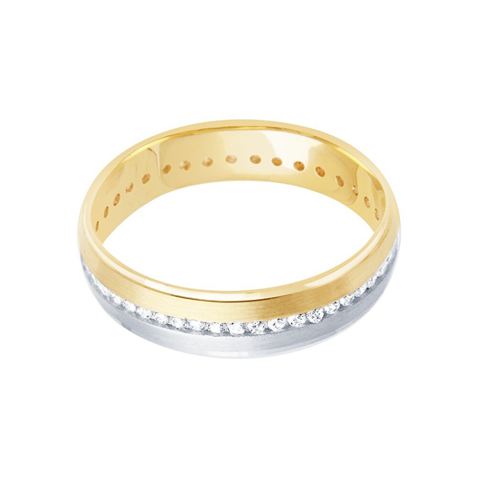 14 Ayar Sarı-Beyaz Altın Modern Alyans