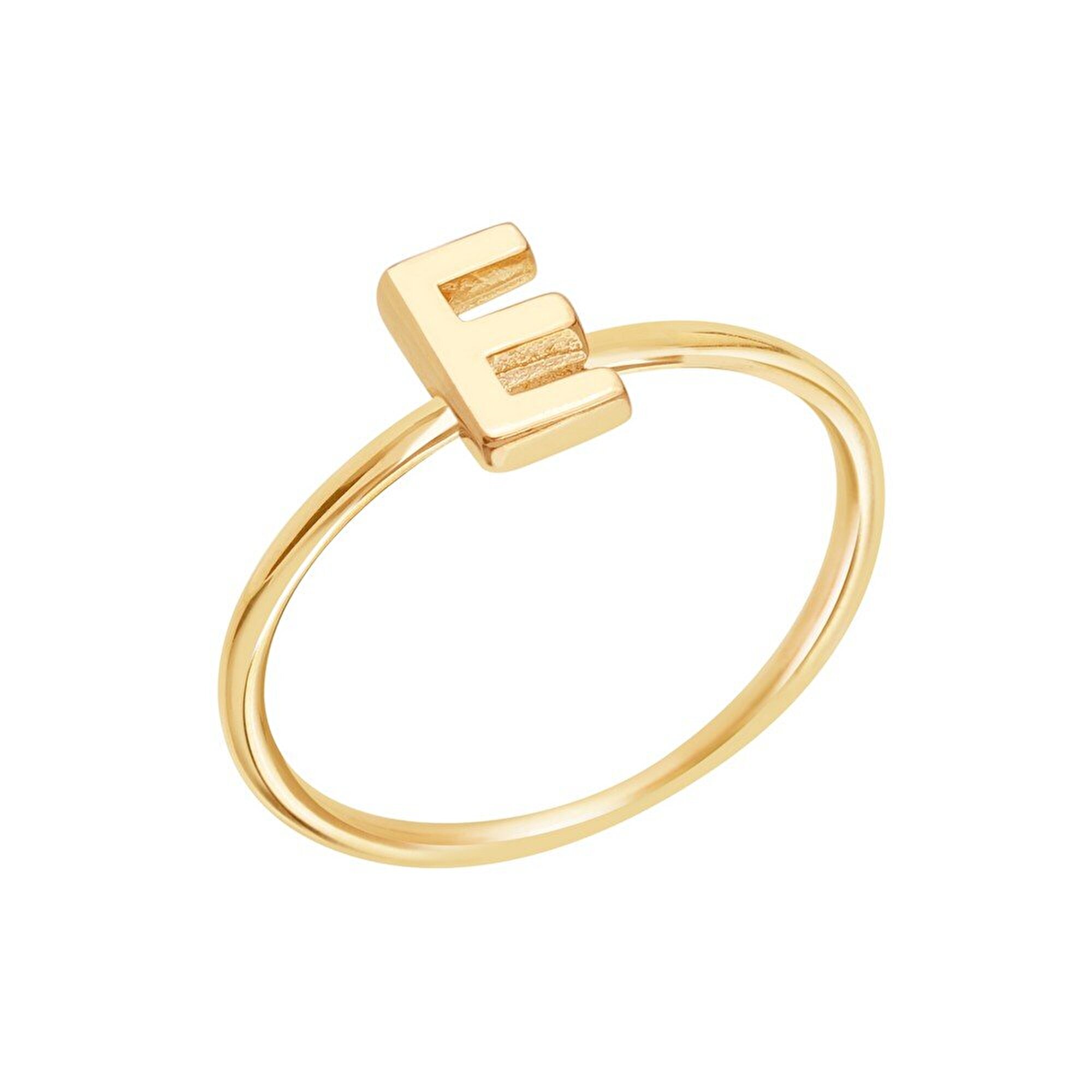 14 Ayar Sarı Altın E Harf Yüzük