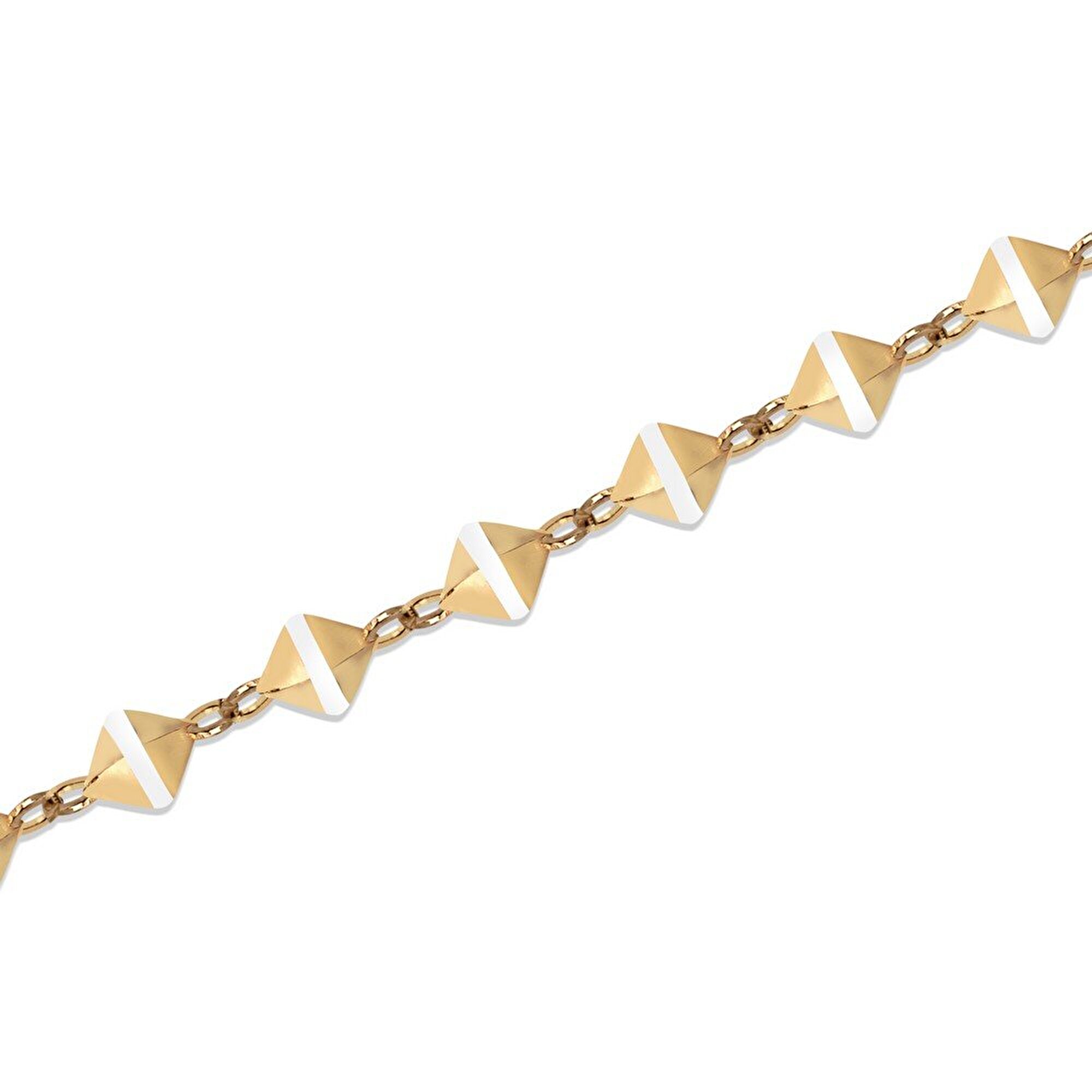 14 Ayar Sarı Altın Beyaz Mineli Trend Bileklik