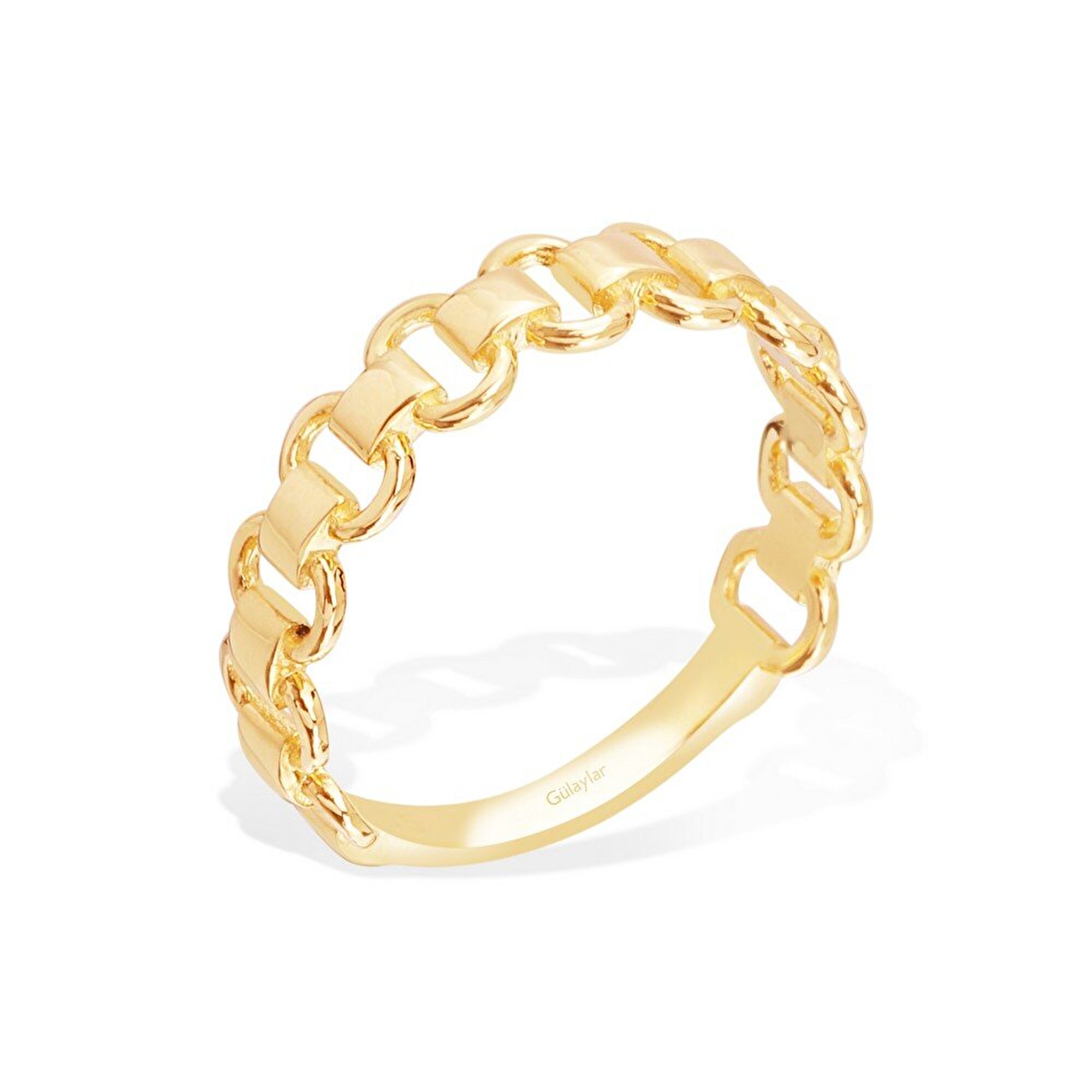 14 Ayar Sarı Altın Trend Zincir Yüzük