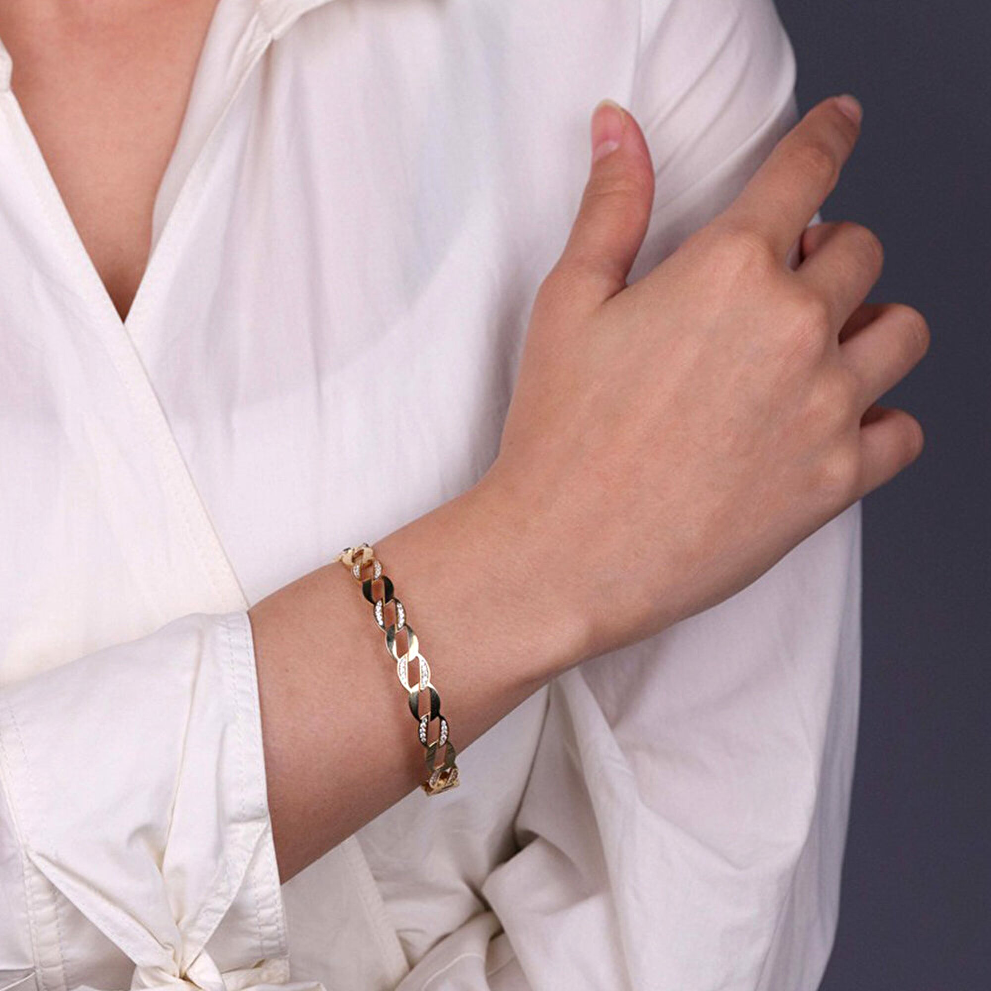 14 Ayar Sarı Altın Gurmet Kelepçe Bilezik