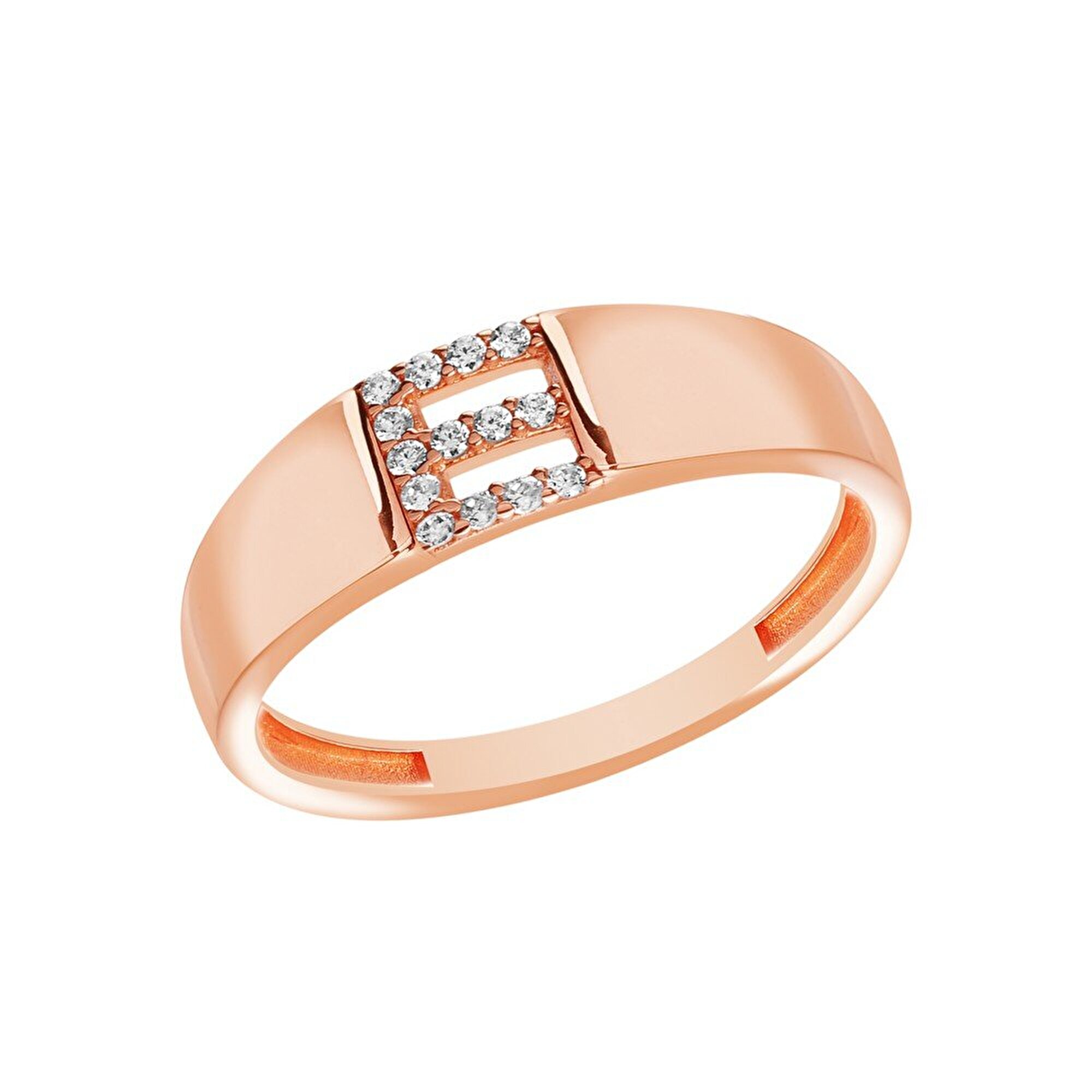 14 Ayar Rose Altın E Harf Yüzük