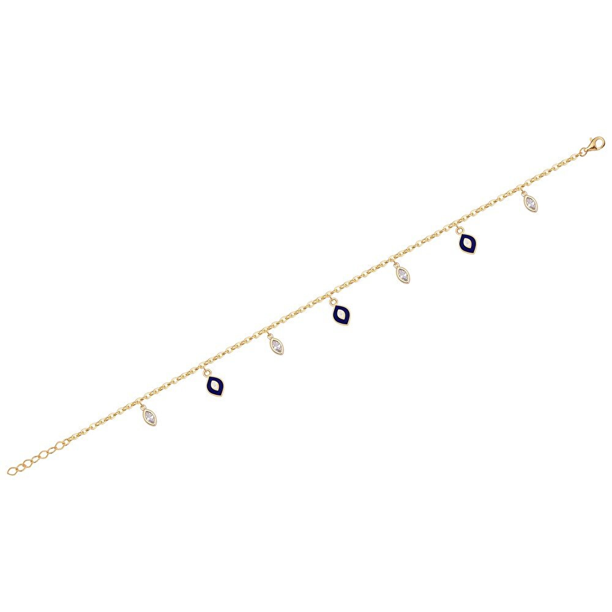 14 Ayar Sarı Altın Nazar Boncuklu Bileklik