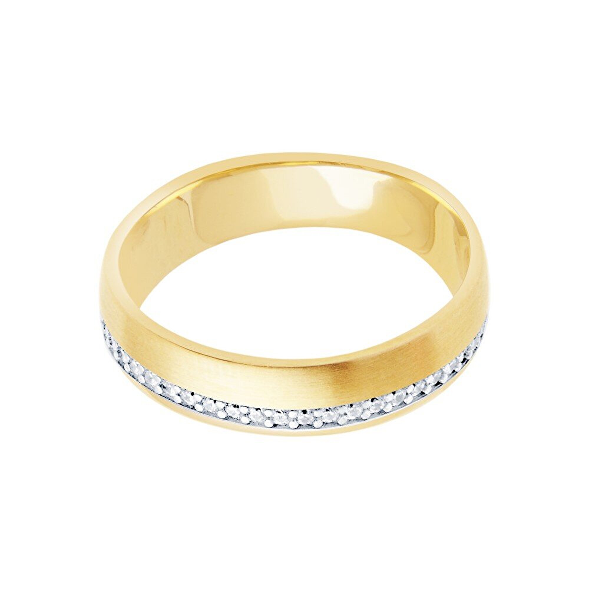 14 Ayar Sarı-Beyaz Altın Modern Alyans