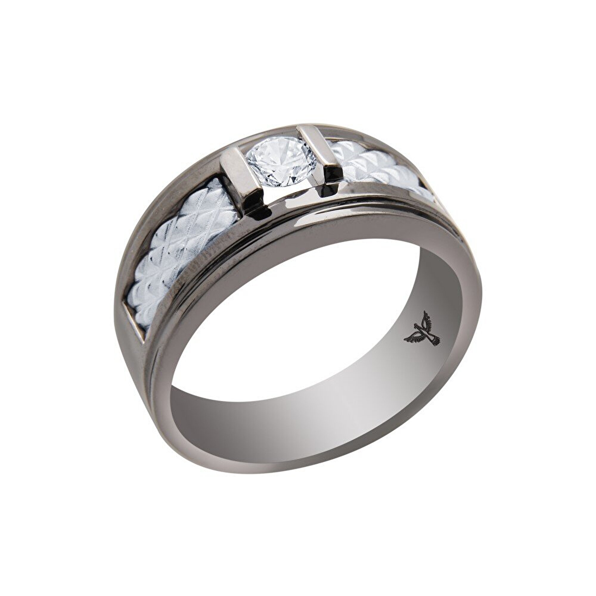 14 Ayar Siyah-Beyaz Altın Erkek Yüzük