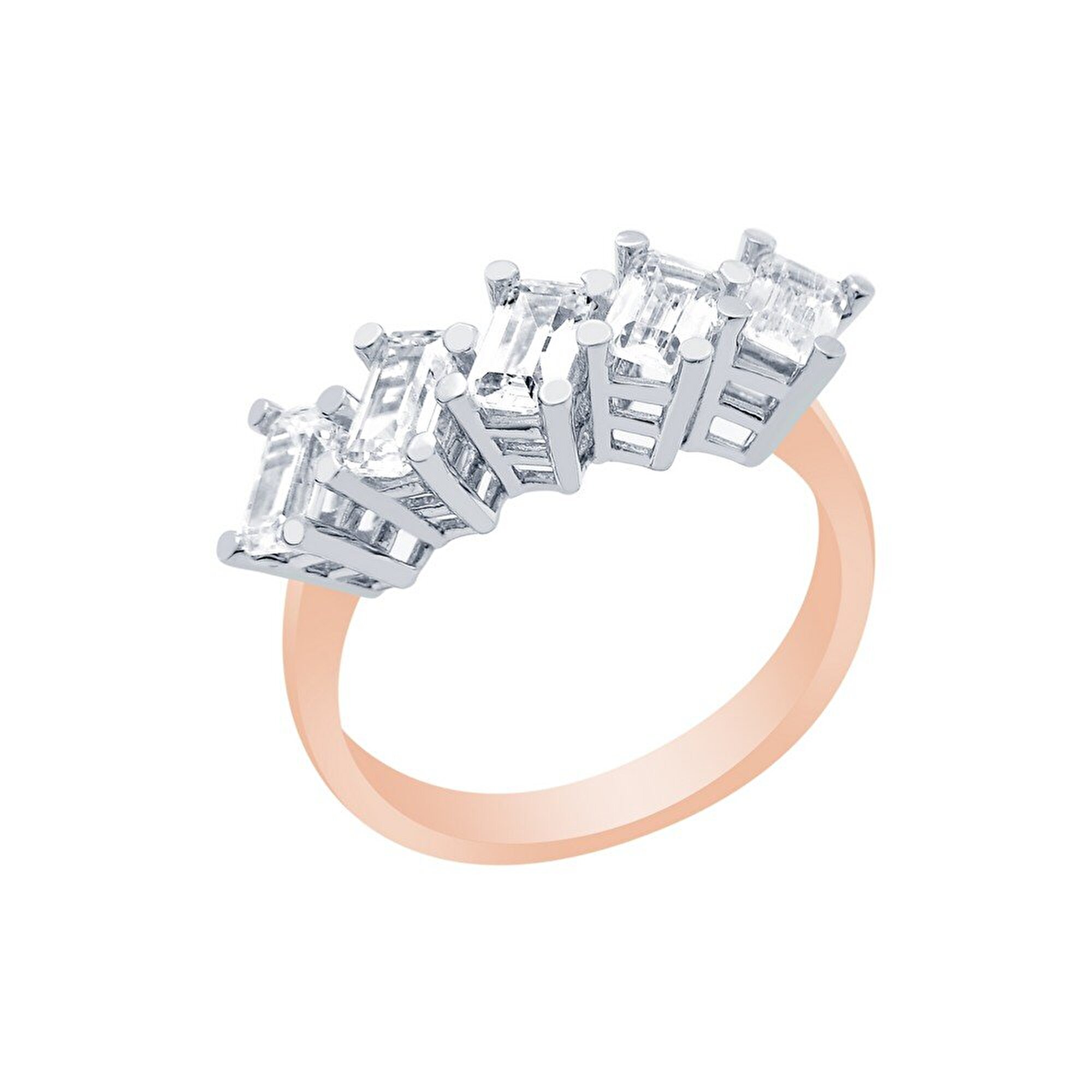 14 Ayar Rose-Beyaz Altın Beştaş Yüzük