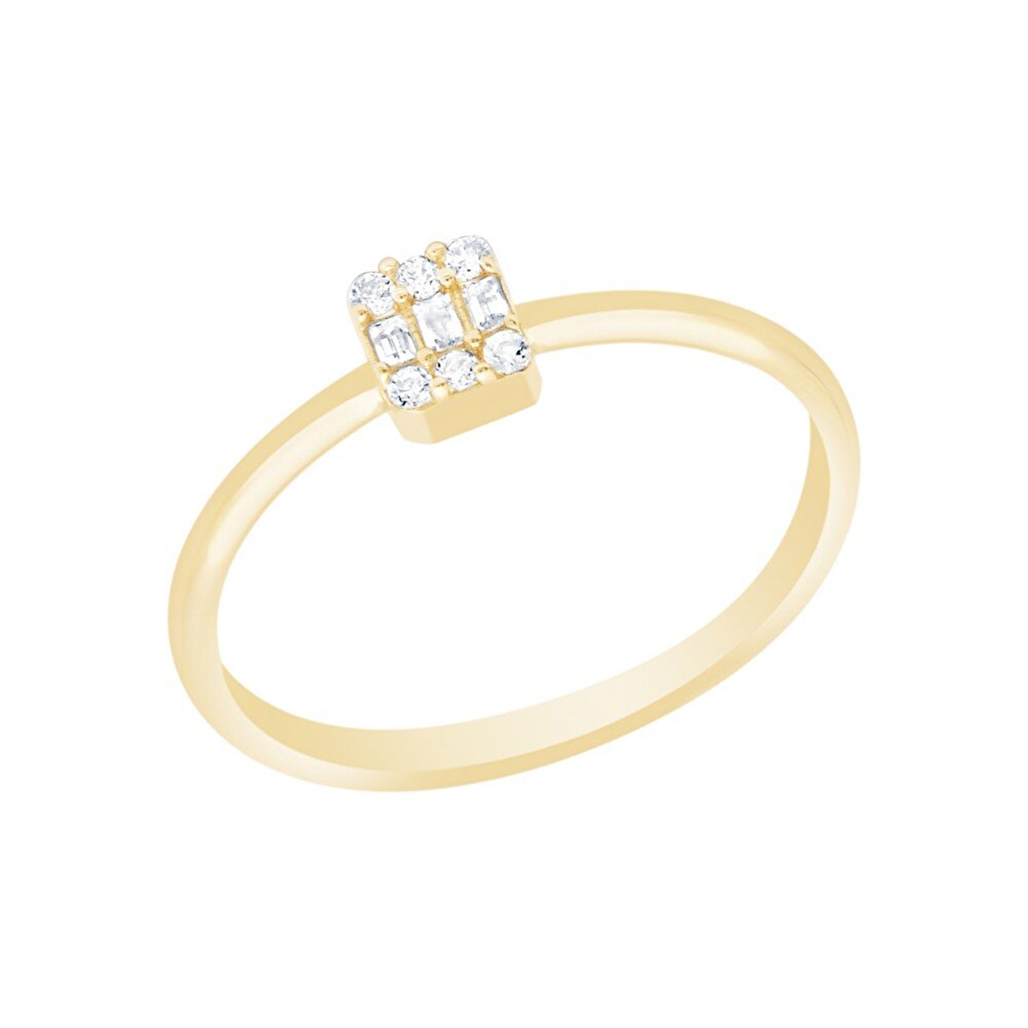 14 Ayar Sarı Altın Minimal Baget Yüzük