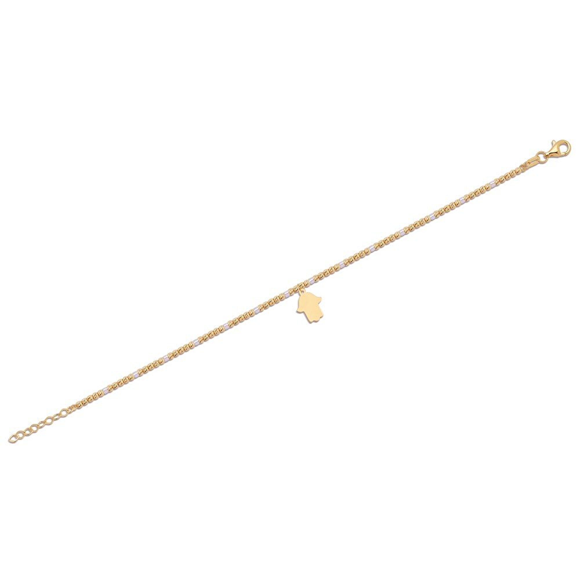 14 Ayar Sarı Altın Beyaz Taşlı Dorika Bileklik