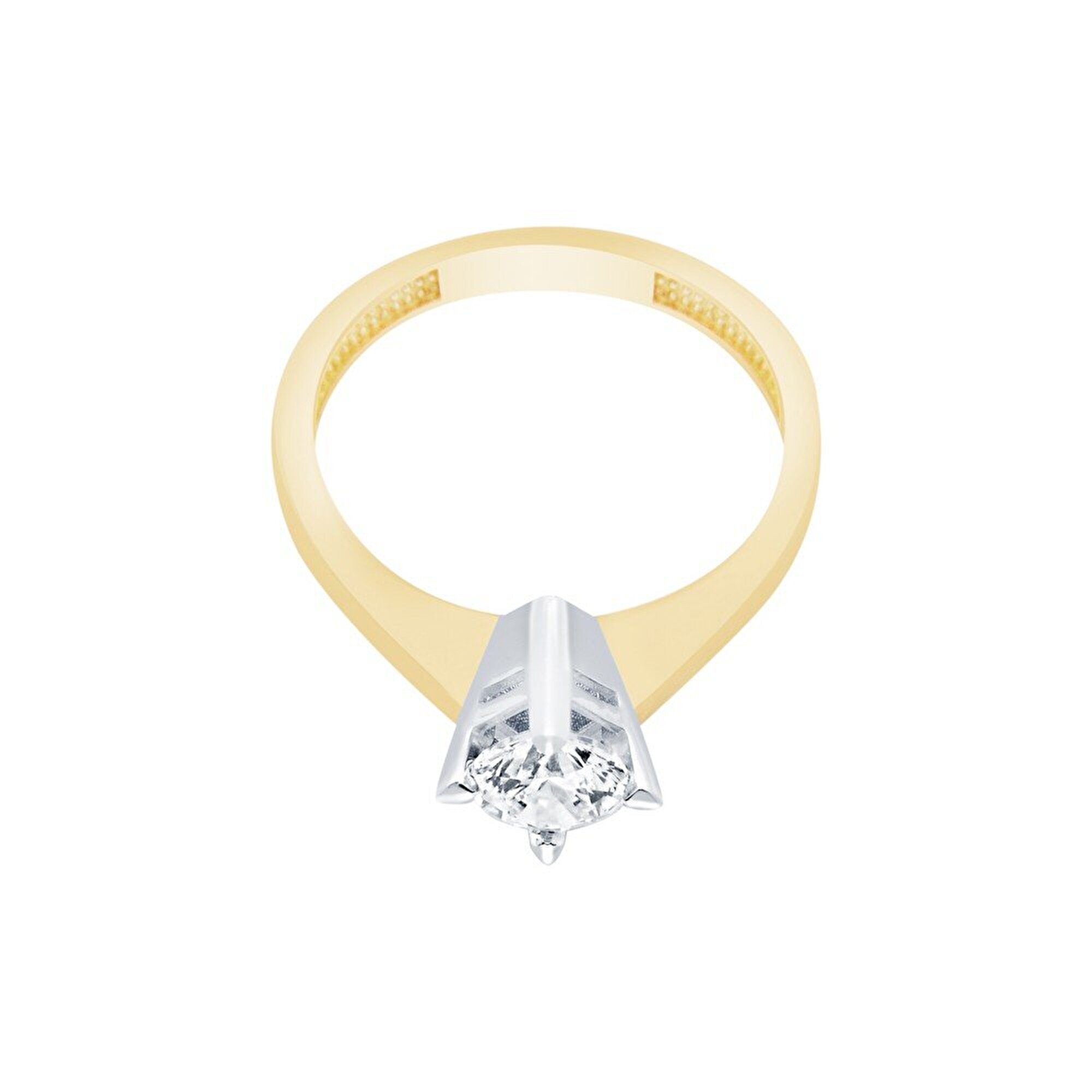 14 Ayar Sarı-Beyaz Altın Tektaş Yüzük