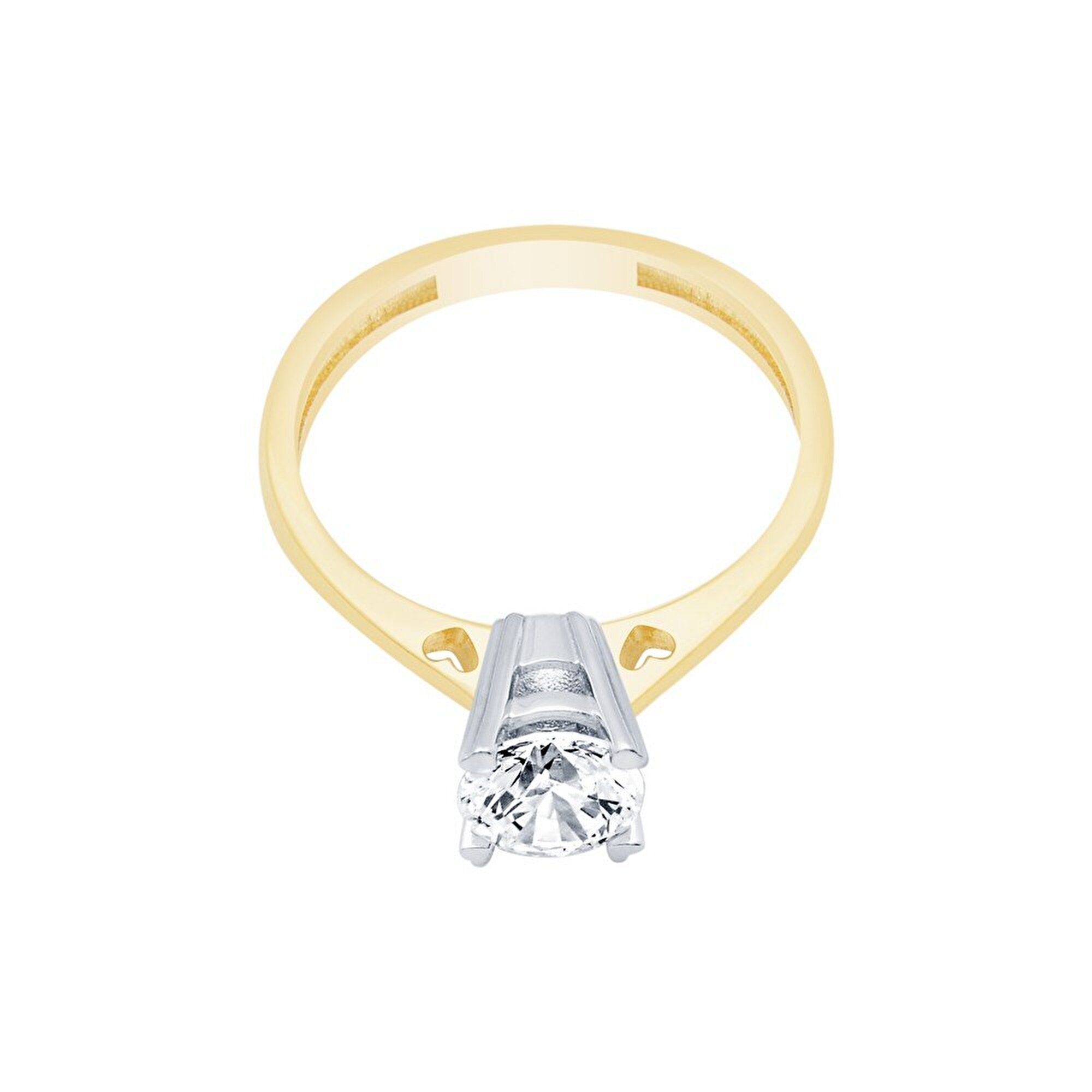 14 Ayar Sarı-Beyaz Altın Tektaş Yüzük