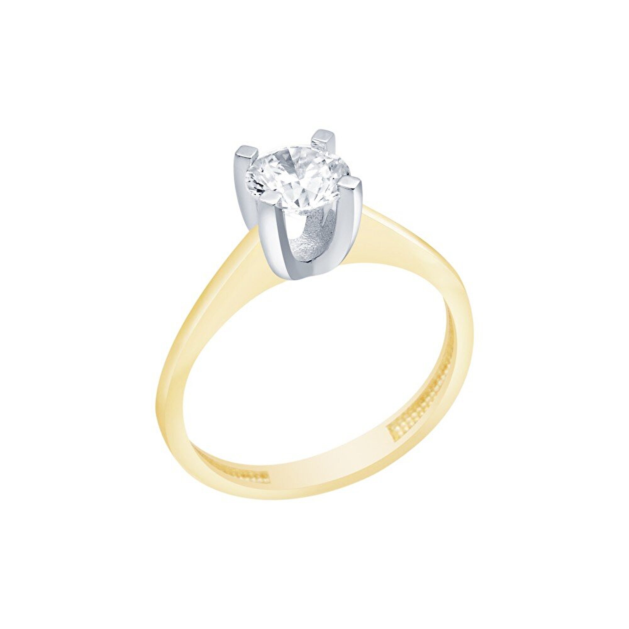 14 Ayar Sarı-Beyaz Altın Tektaş Yüzük