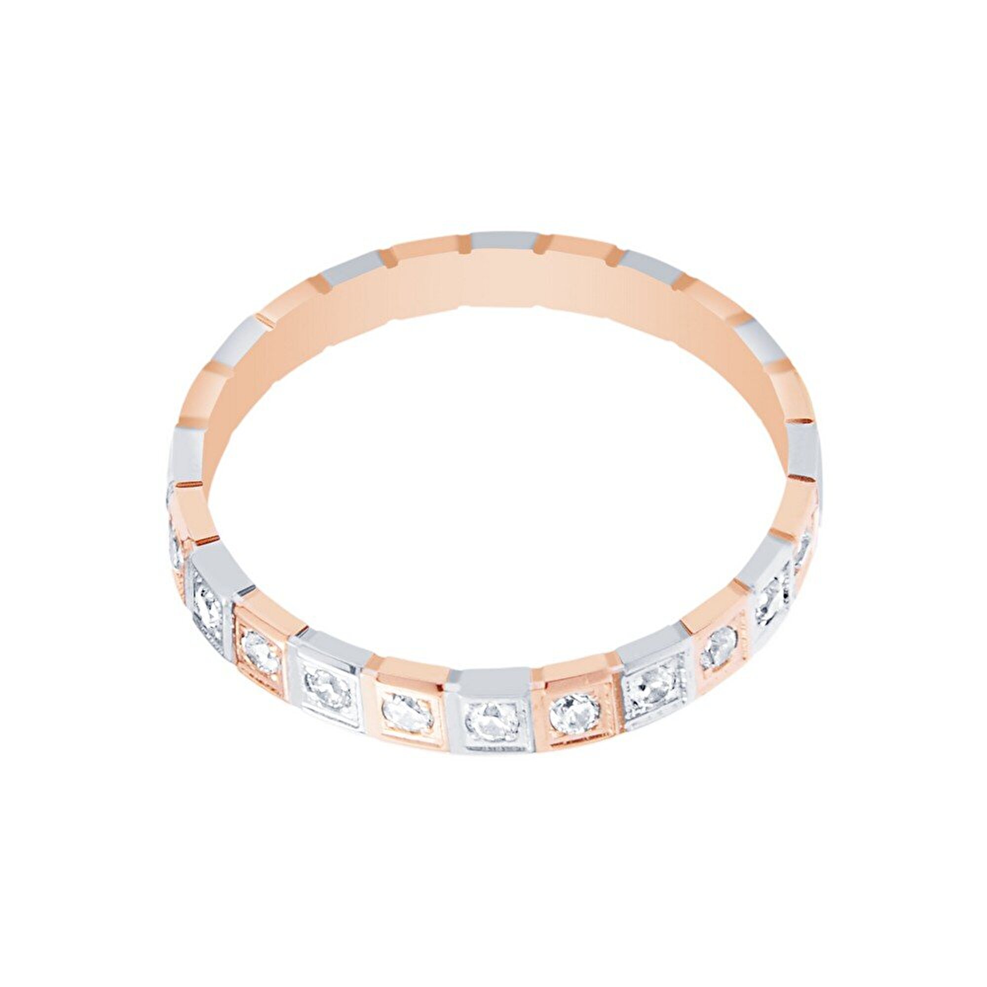 14 Ayar Beyaz-Rose Altın Modern Alyans