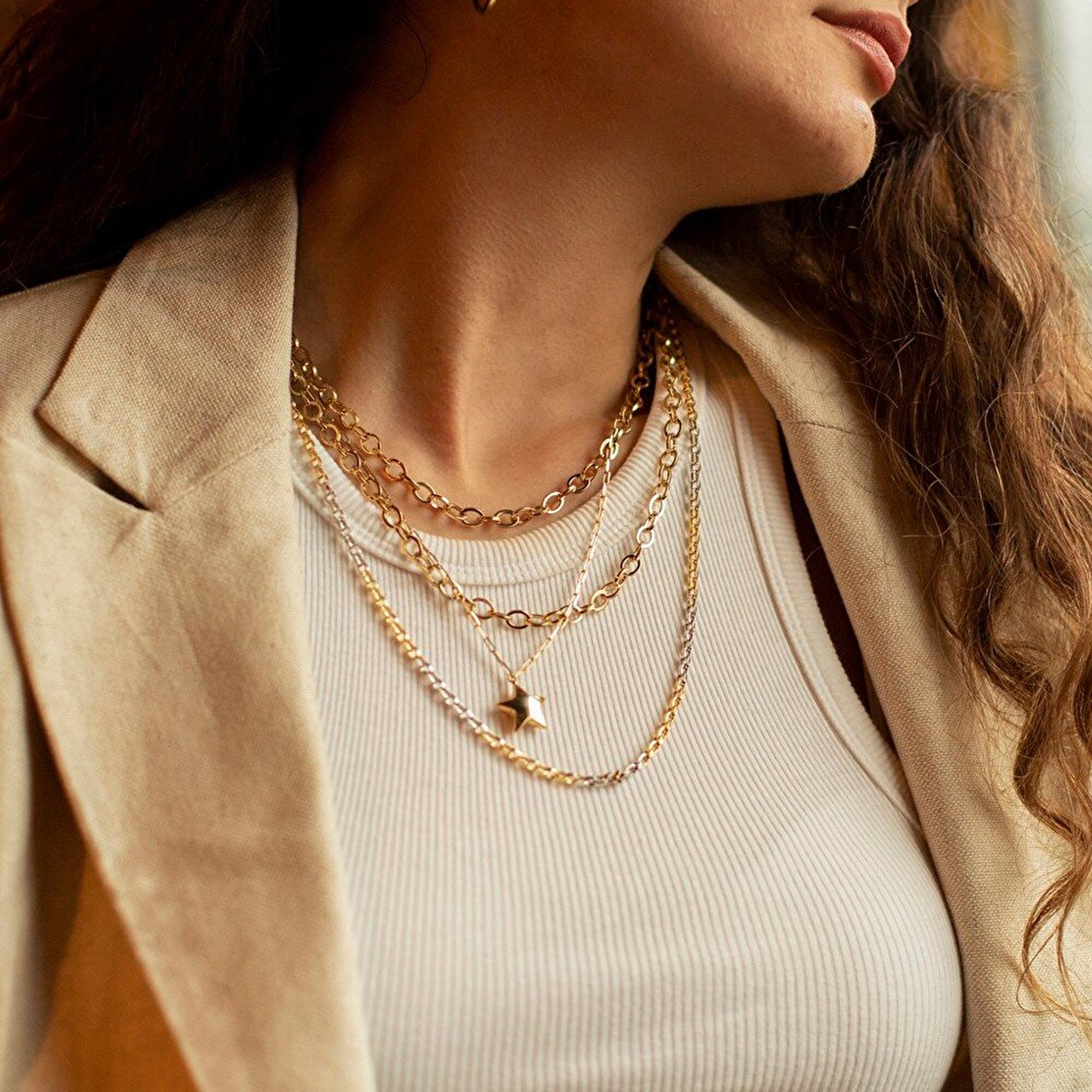 14 Ayar Sarı Altın Ataç Zincir