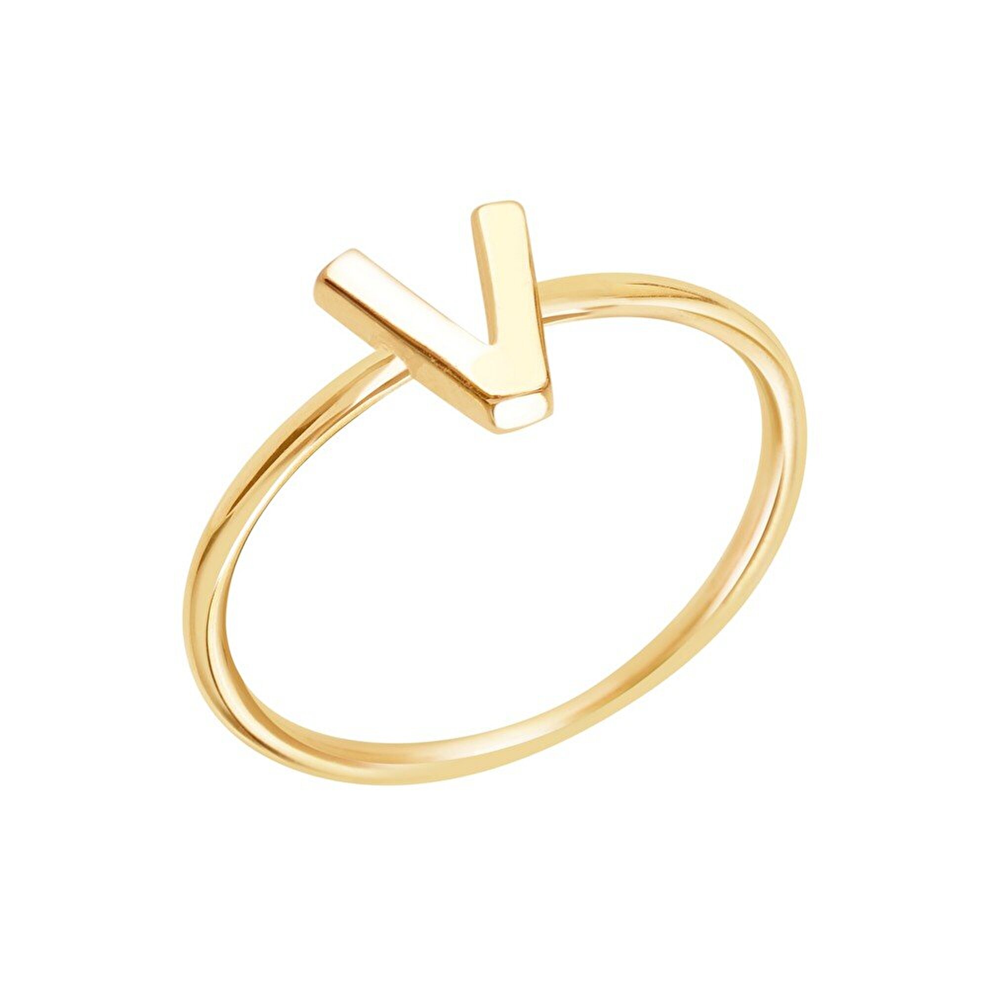 14 Ayar Sarı Altın V Harf Yüzük