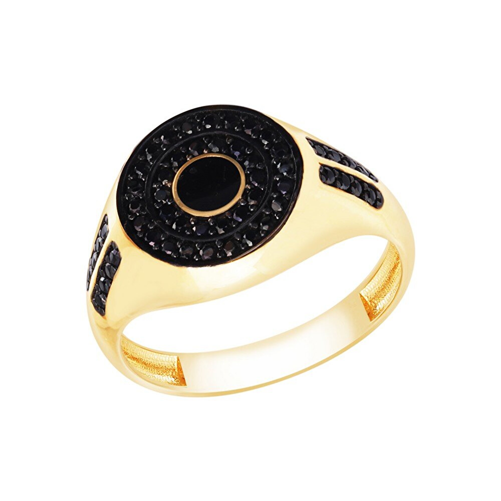 14 Ayar Sarı-Siyah Altın Erkek Yüzük