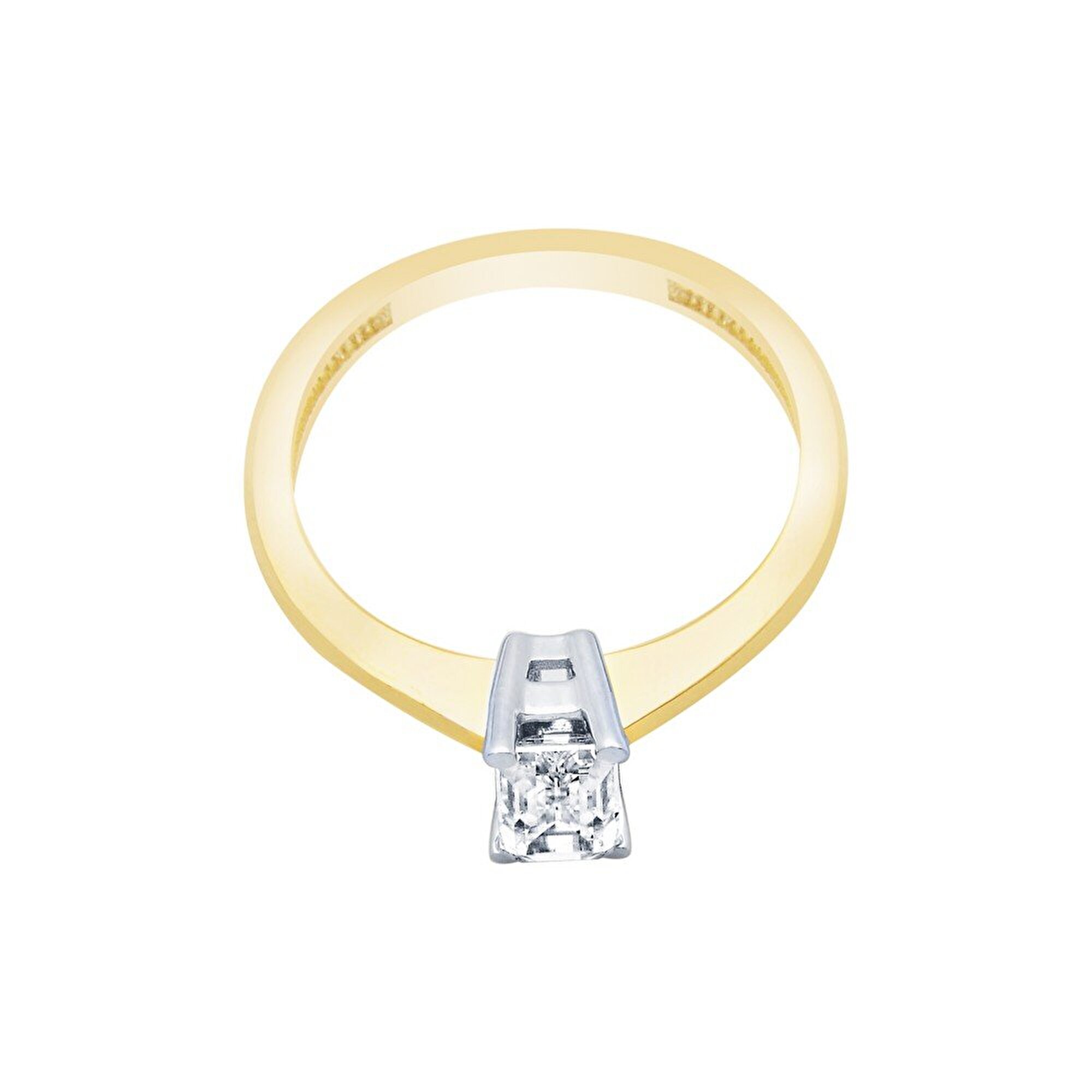 14 Ayar Sarı-Beyaz Altın Tektaş Yüzük